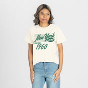 NEW YORK JETS OLD SCHOOL CLASSIC FIT COTTON BLEND CREWNECK TEE