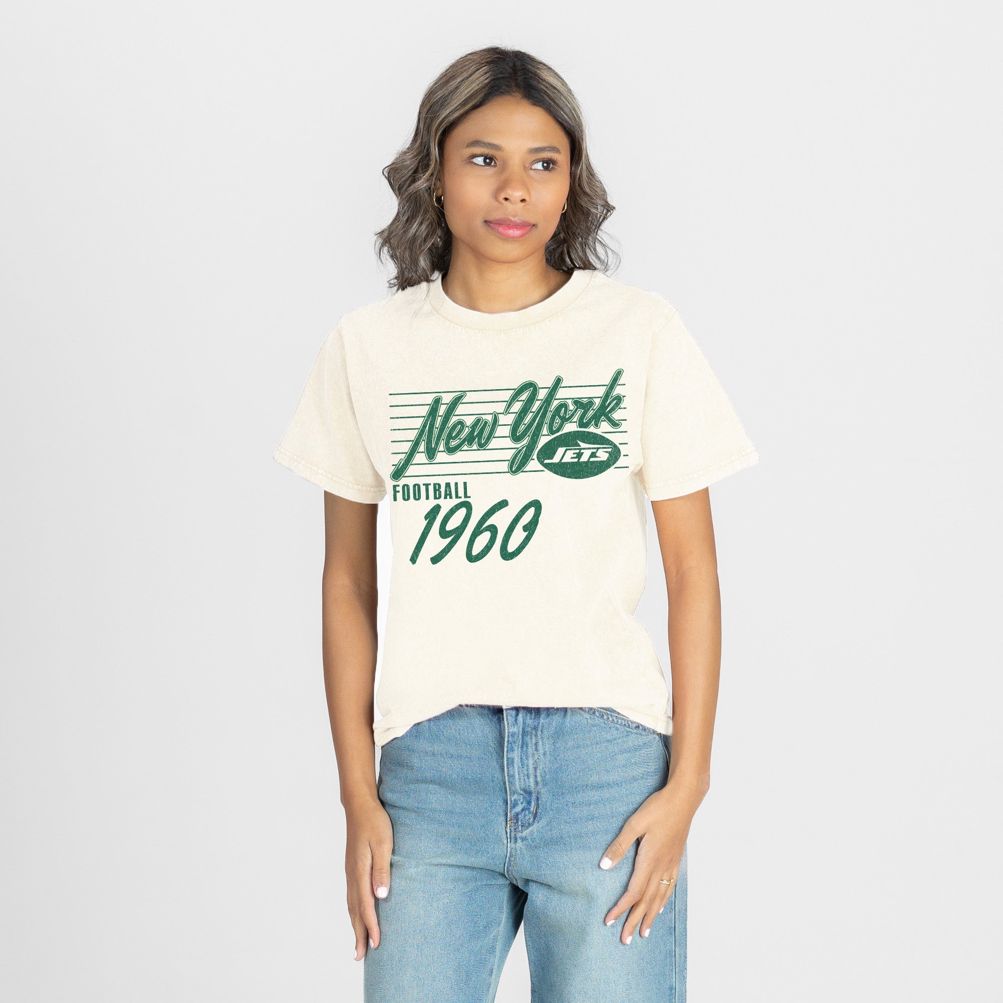 NEW YORK JETS OLD SCHOOL CLASSIC FIT COTTON BLEND CREWNECK TEE