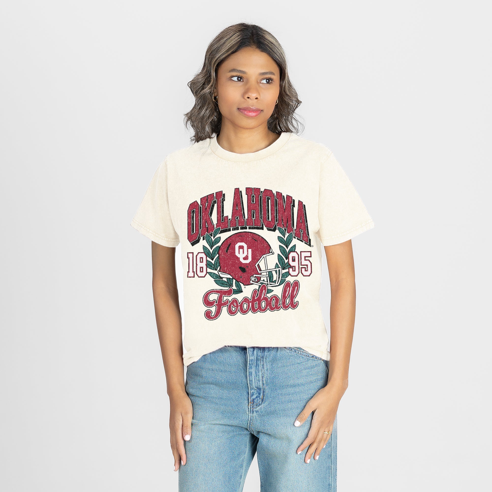OKLAHOMA SOONERS RAISED ON VICTORY CLASSIC FIT COTTON BLEND CREWNECK TEE