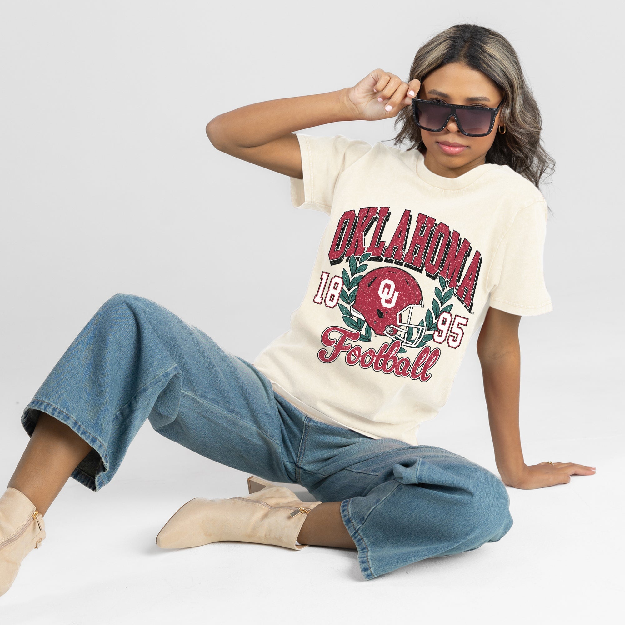 OKLAHOMA SOONERS RAISED ON VICTORY CLASSIC FIT COTTON BLEND CREWNECK TEE