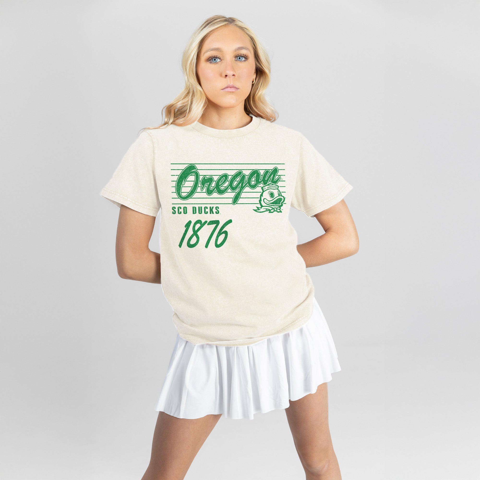 OREGON DUCKS OLD SCHOOL CLASSIC FIT COTTON BLEND CREWNECK TEE