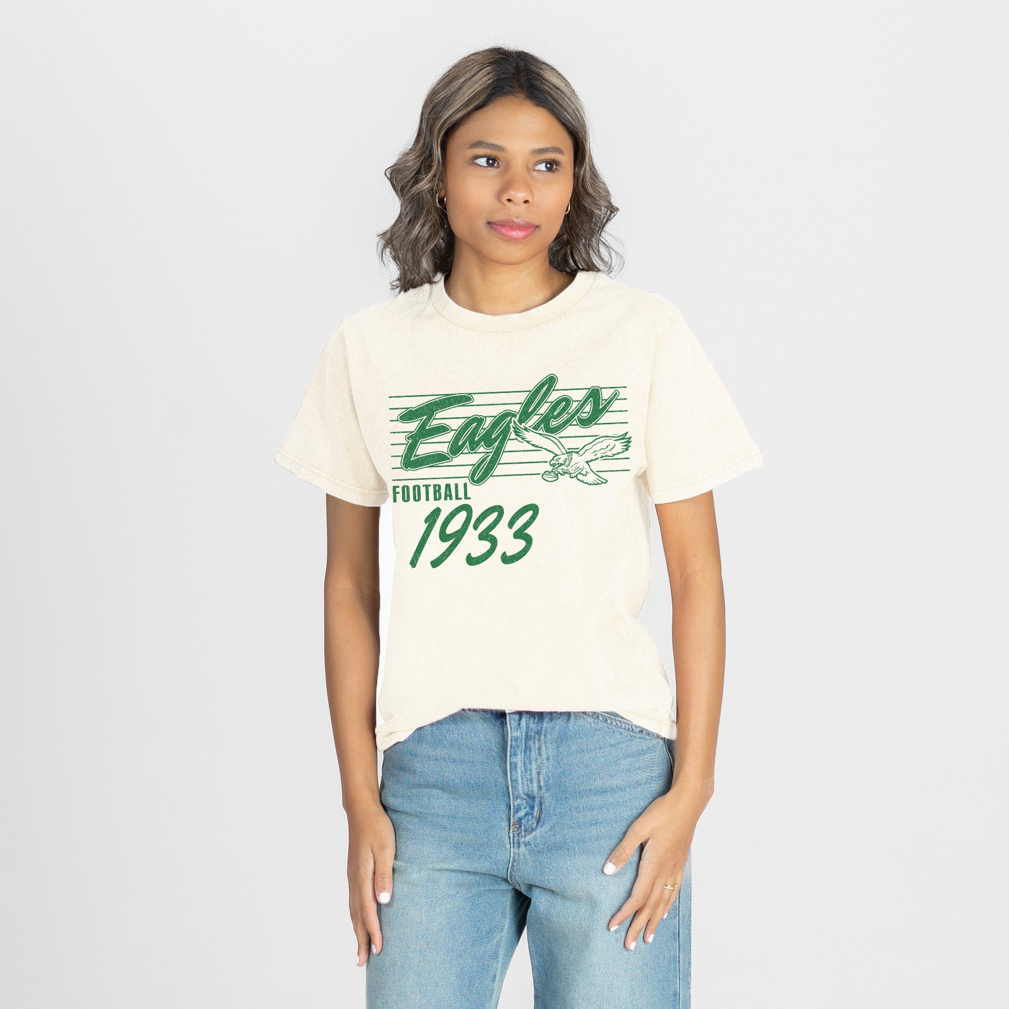 PHILADELPHIA EAGLES OLD SCHOOL CLASSIC FIT COTTON BLEND CREWNECK TEE