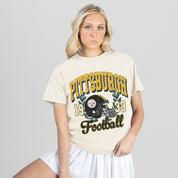 PITTSBURGH STEELERS RAISED ON VICTORY CLASSIC FIT COTTON BLEND CREWNECK TEE