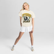 PITTSBURGH STEELERS RAISED ON VICTORY CLASSIC FIT COTTON BLEND CREWNECK TEE