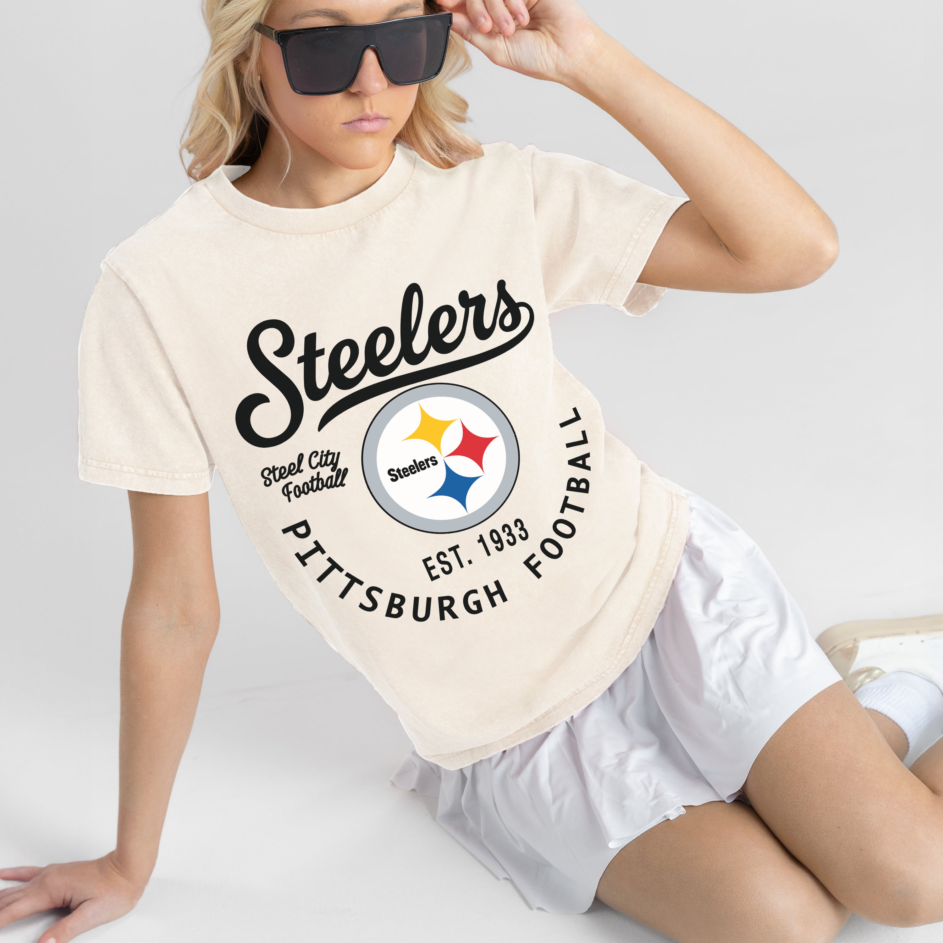 PITTSBURGH STEELERS YOU KNOW OUR NAME CLASSIC FIT COTTON BLEND CREWNECK TEE