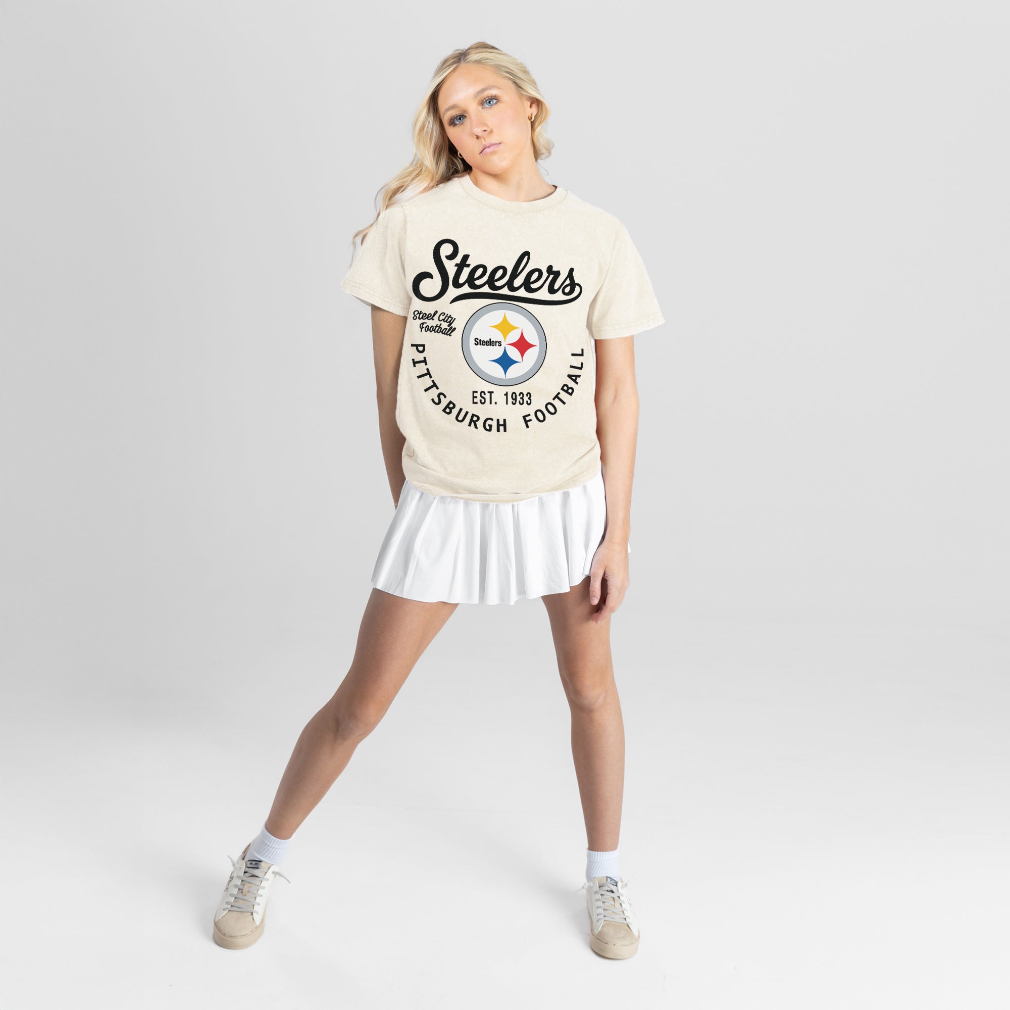 PITTSBURGH STEELERS YOU KNOW OUR NAME CLASSIC FIT COTTON BLEND CREWNECK TEE