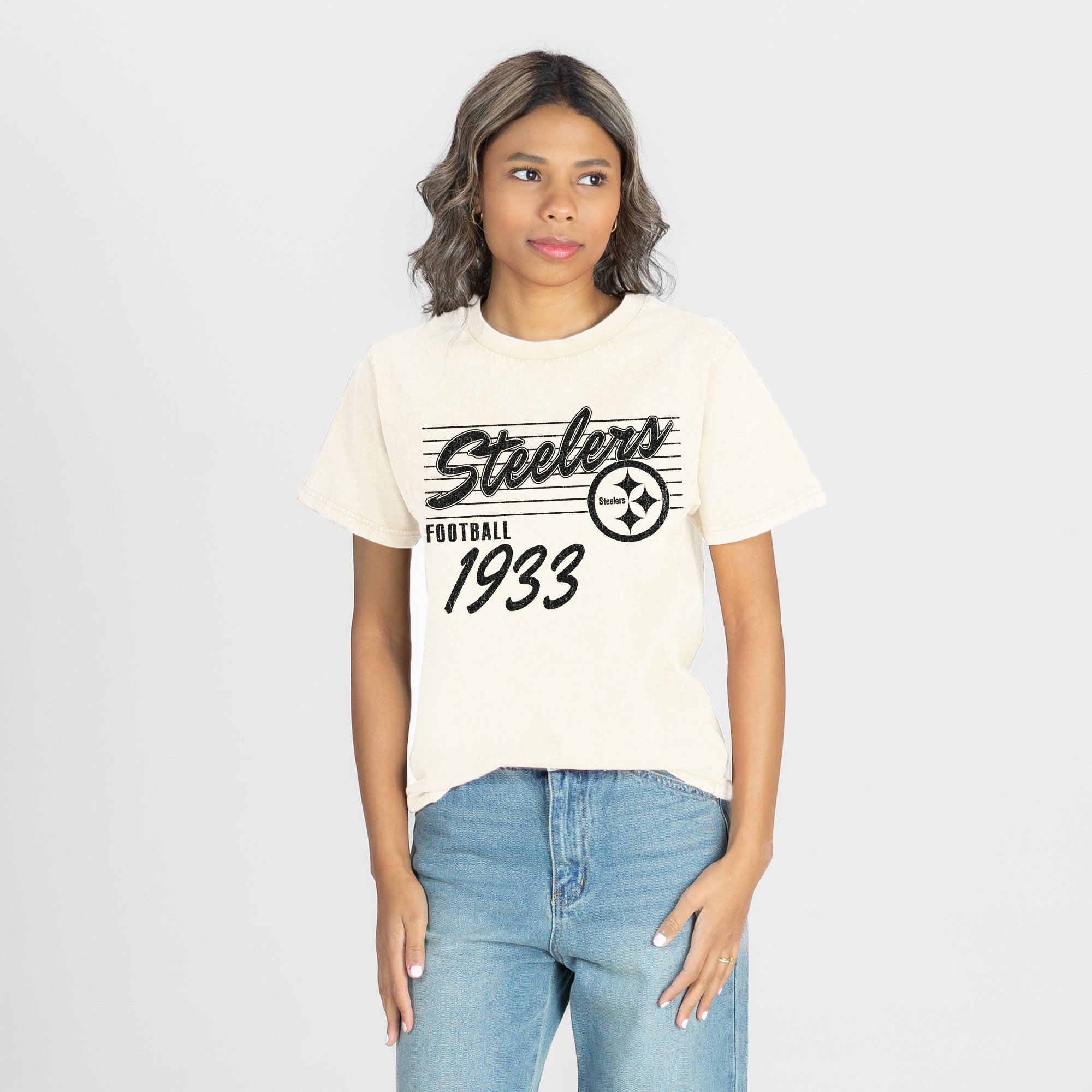 PITTSBURGH STEELERS OLD SCHOOL CLASSIC FIT COTTON BLEND CREWNECK TEE