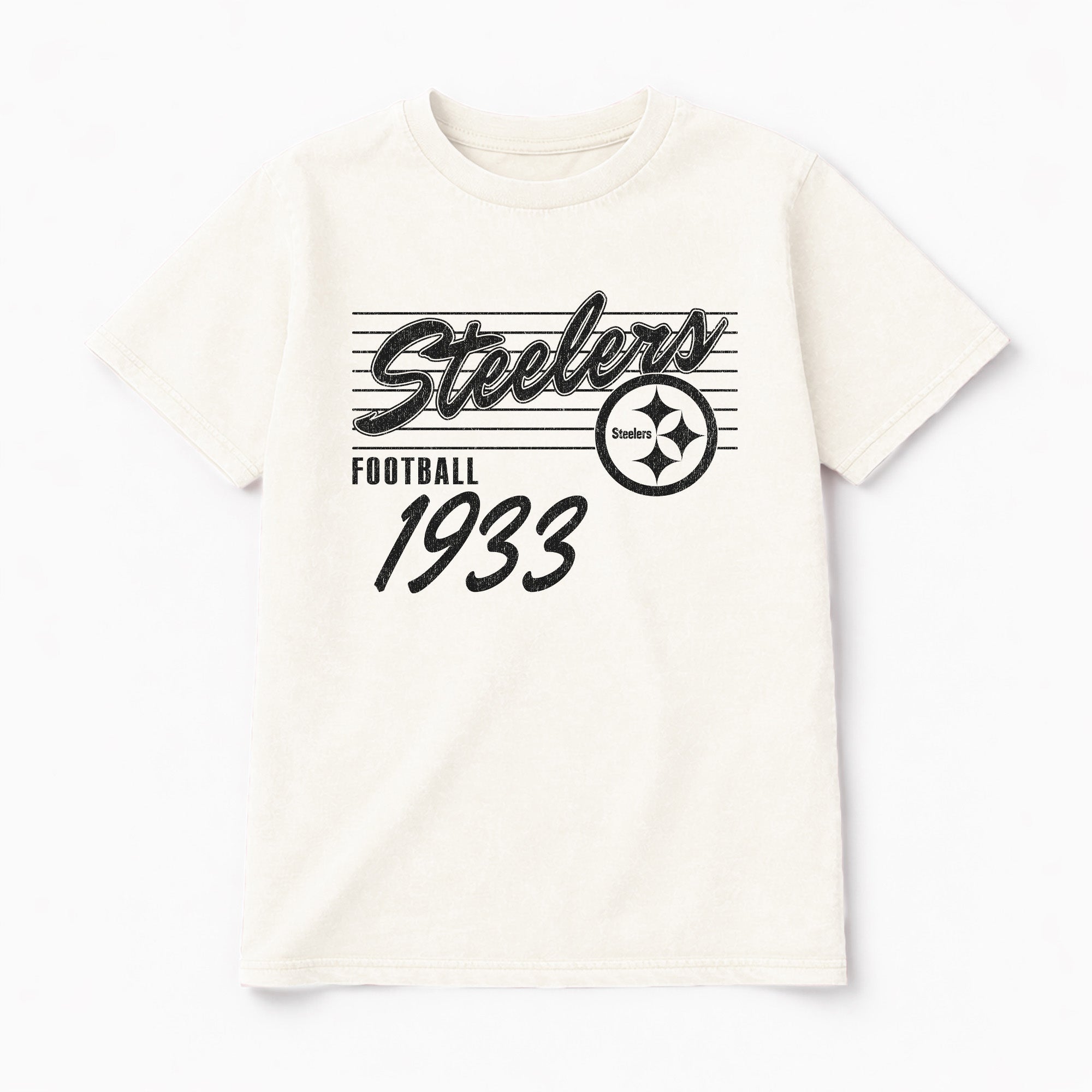 PITTSBURGH STEELERS OLD SCHOOL CLASSIC FIT COTTON BLEND CREWNECK TEE