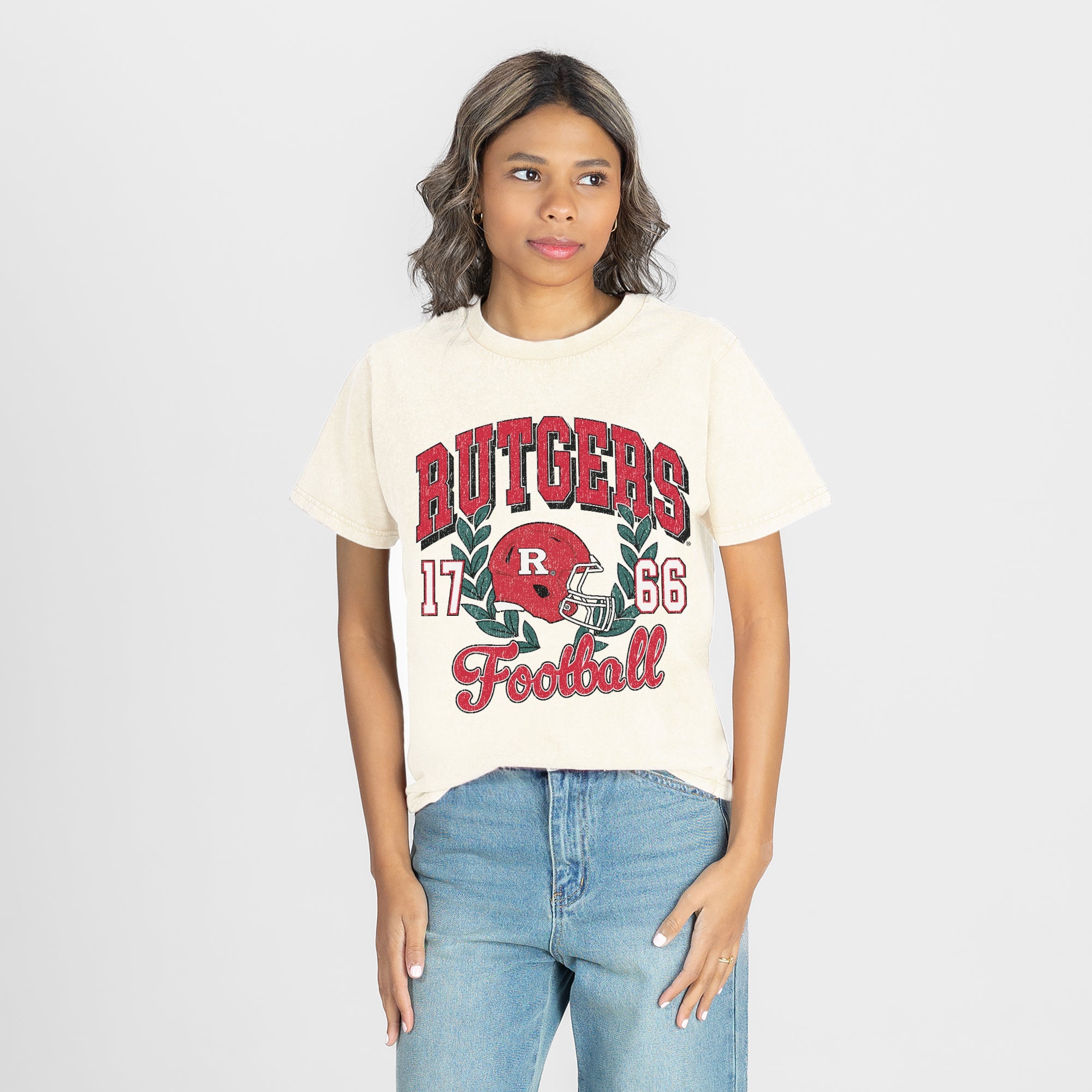 RUTGERS SCARLET KNIGHTS RAISED ON VICTORY CLASSIC FIT COTTON BLEND CREWNECK TEE
