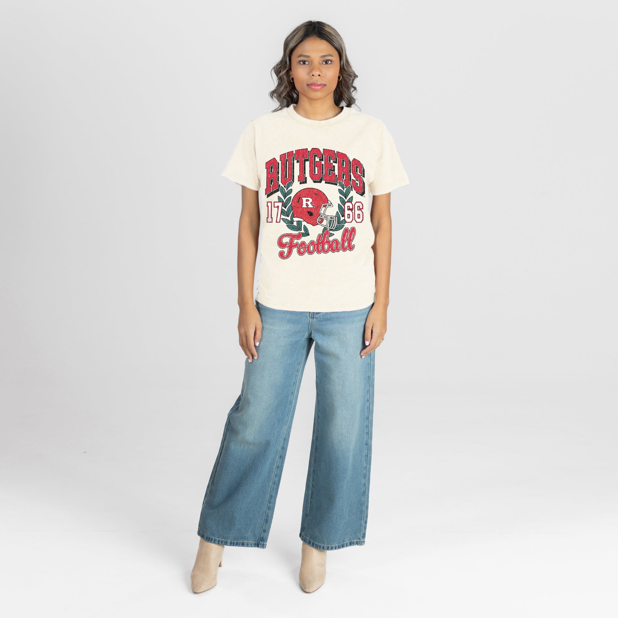 RUTGERS SCARLET KNIGHTS RAISED ON VICTORY CLASSIC FIT COTTON BLEND CREWNECK TEE