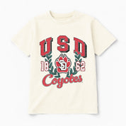 SOUTH DAKOTA COYOTES RAISED ON VICTORY CLASSIC FIT COTTON BLEND CREWNECK TEE