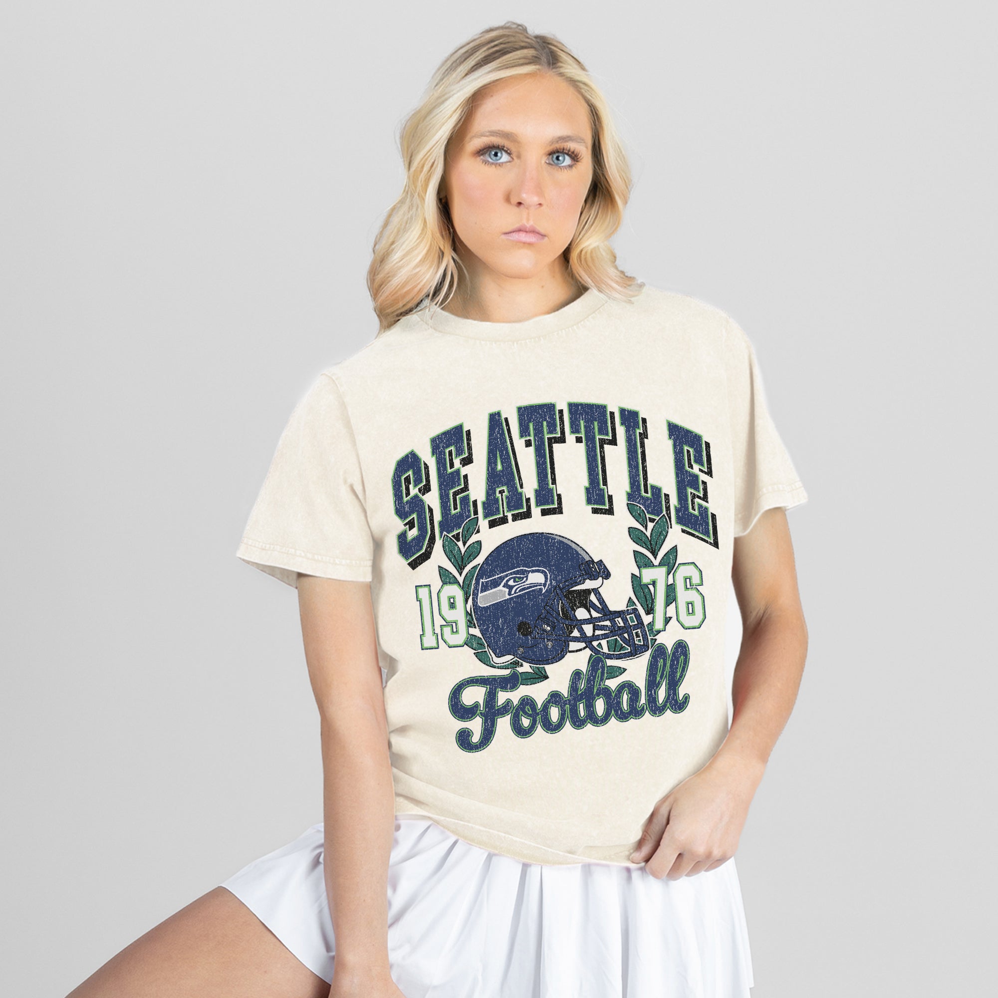 SEATTLE SEAHAWKS RAISED ON VICTORY CLASSIC FIT COTTON BLEND CREWNECK TEE