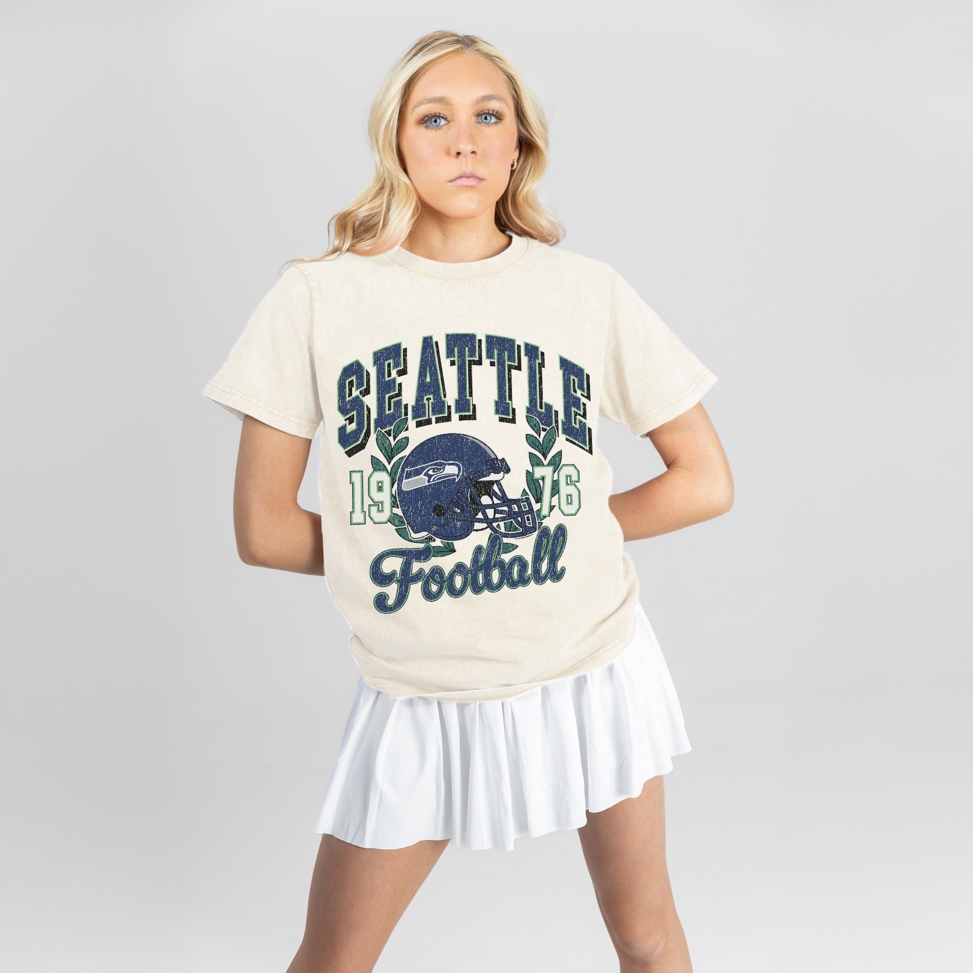 SEATTLE SEAHAWKS RAISED ON VICTORY CLASSIC FIT COTTON BLEND CREWNECK TEE