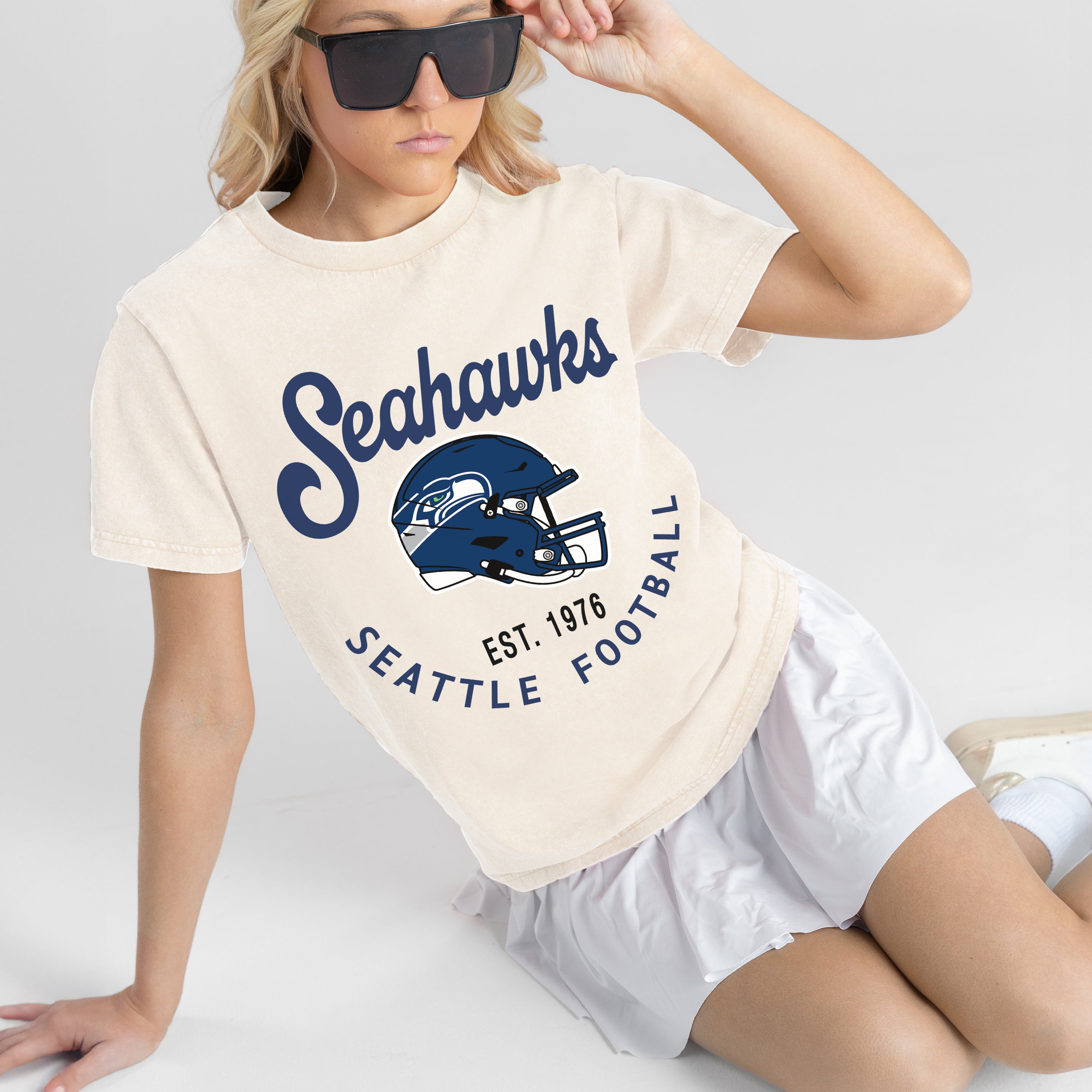 SEATTLE SEAHAWKS YOU KNOW OUR NAME CLASSIC FIT COTTON BLEND CREWNECK TEE