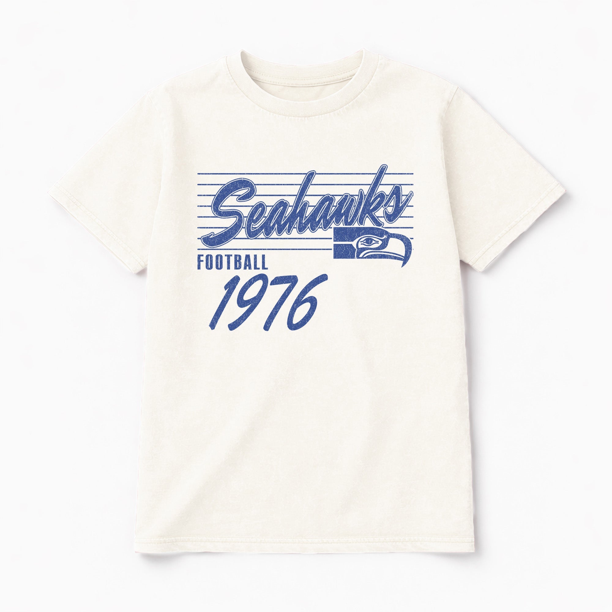 SEATTLE SEAHAWKS OLD SCHOOL CLASSIC FIT COTTON BLEND CREWNECK TEE