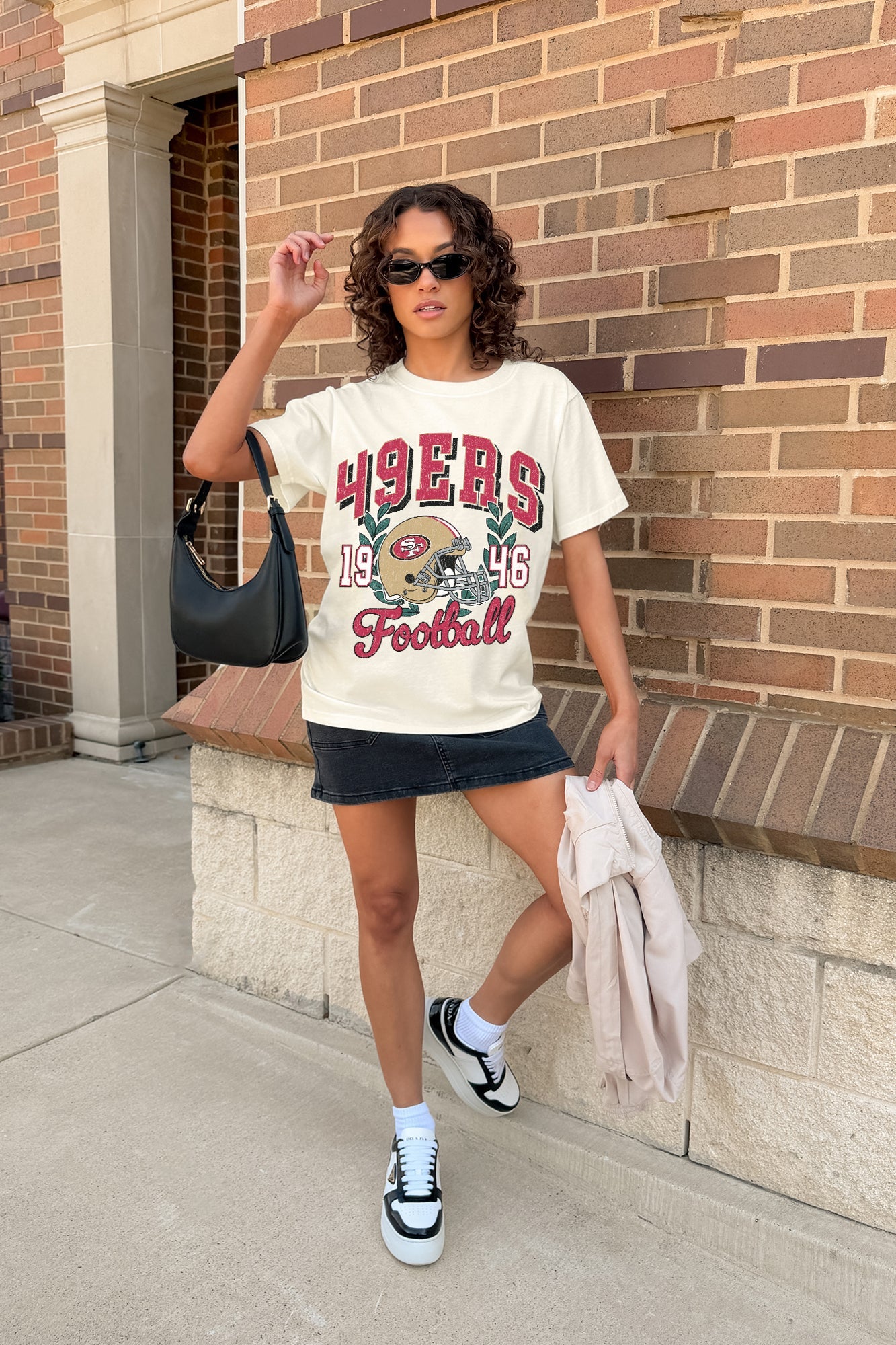 SAN FRANCISCO 49ERS RAISED ON VICTORY CLASSIC FIT COTTON BLEND CREWNECK TEE