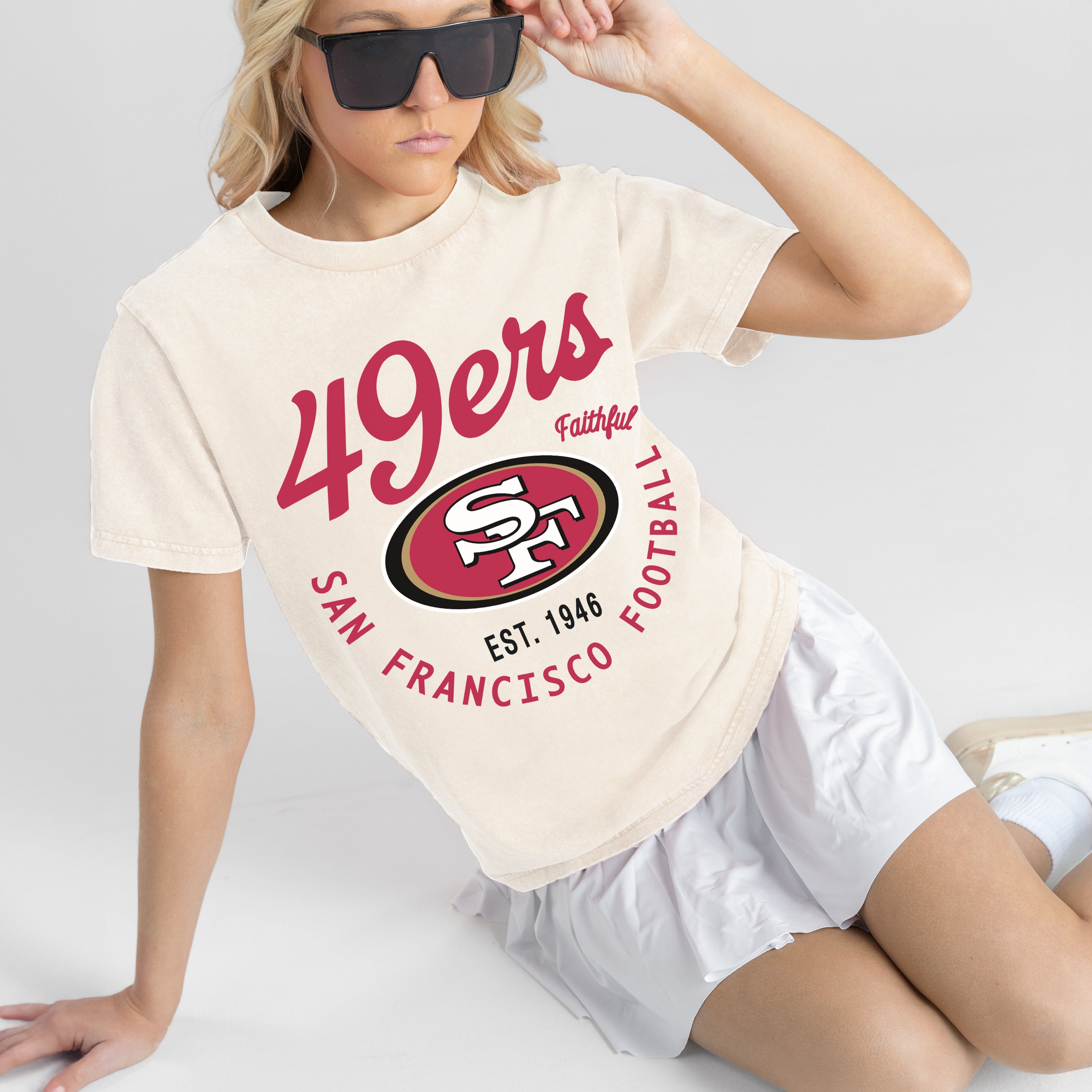 SAN FRANCISCO 49ERS YOU KNOW OUR NAME CLASSIC FIT COTTON BLEND CREWNECK TEE