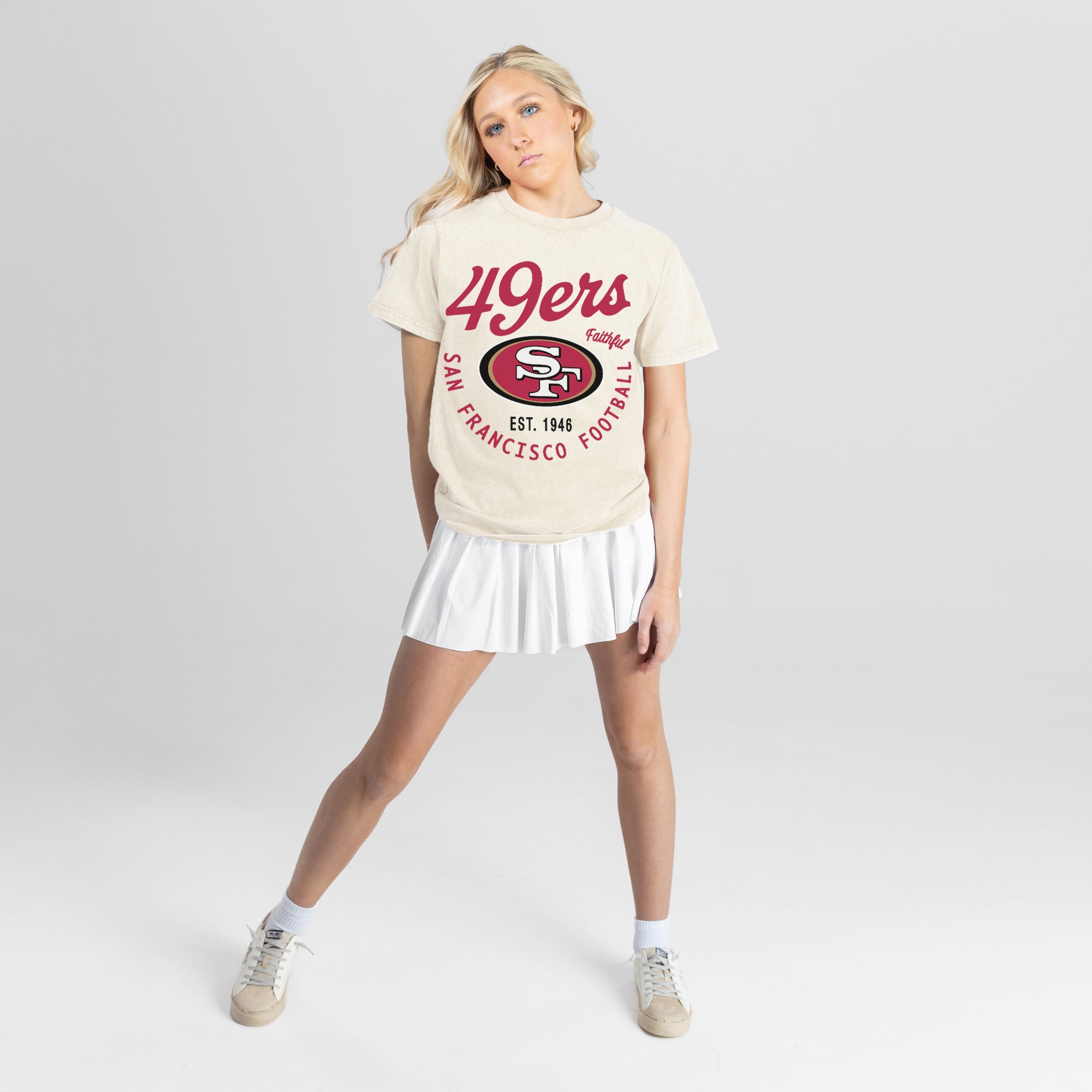SAN FRANCISCO 49ERS YOU KNOW OUR NAME CLASSIC FIT COTTON BLEND CREWNECK TEE