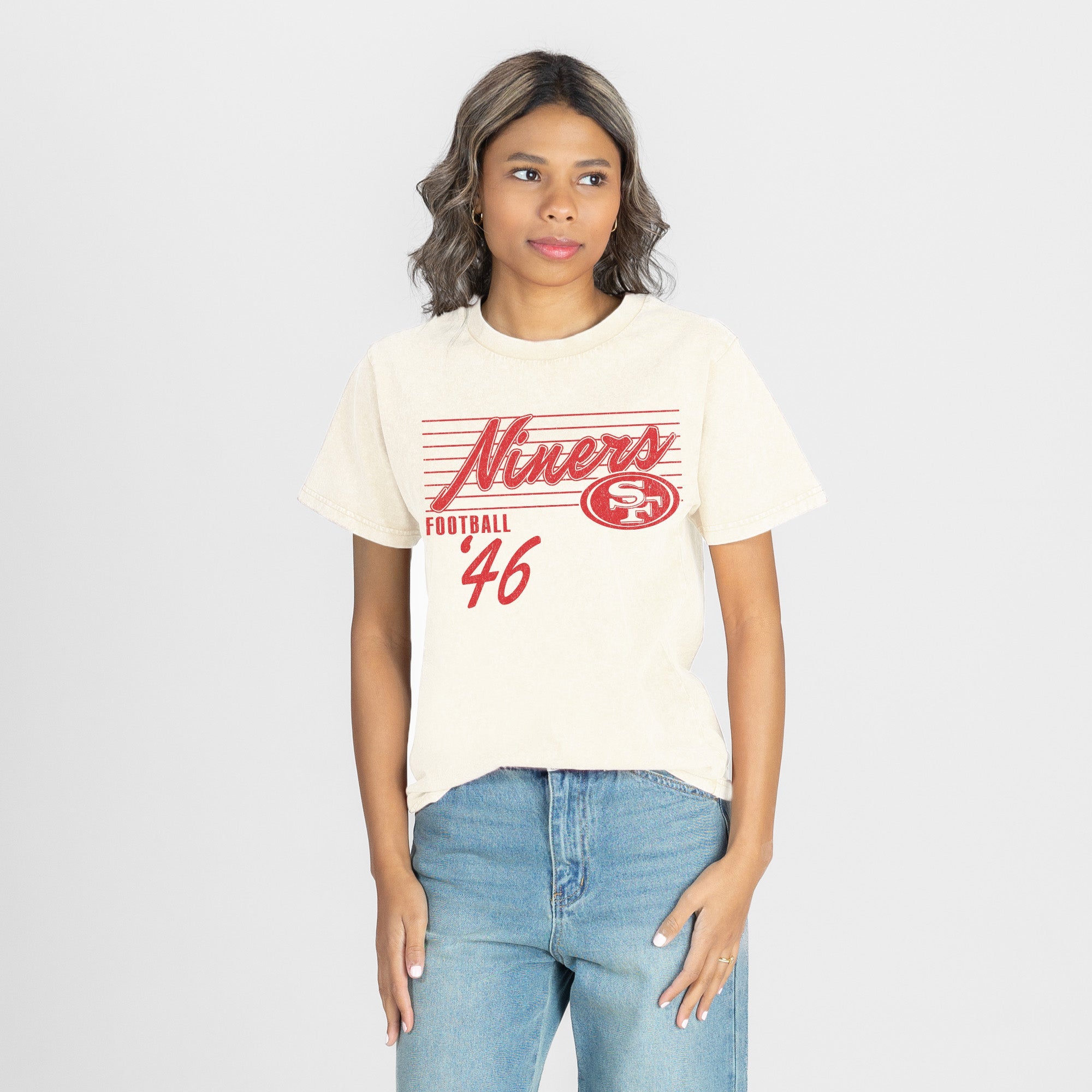 SAN FRANCISCO 49ERS OLD SCHOOL CLASSIC FIT COTTON BLEND CREWNECK TEE