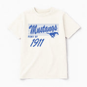 SMU MUSTANGS OLD SCHOOL CLASSIC FIT COTTON BLEND CREWNECK TEE