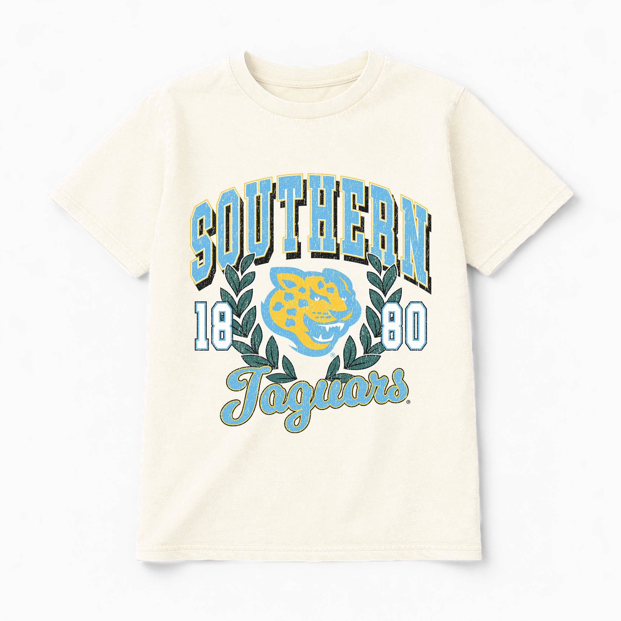 SOUTHERN JAGUARS RAISED ON VICTORY CLASSIC FIT COTTON BLEND CREWNECK TEE