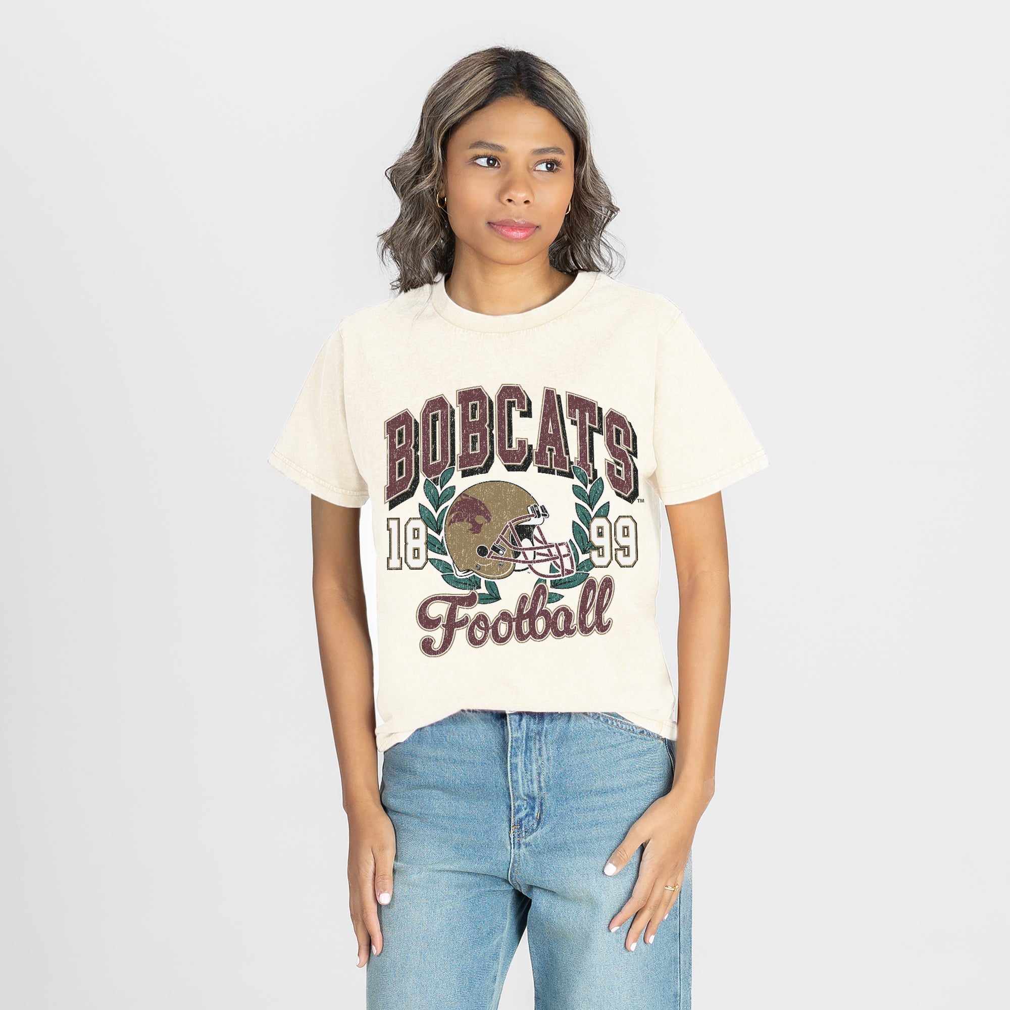 TEXAS STATE BOBCATS RAISED ON VICTORY CLASSIC FIT COTTON BLEND CREWNECK TEE