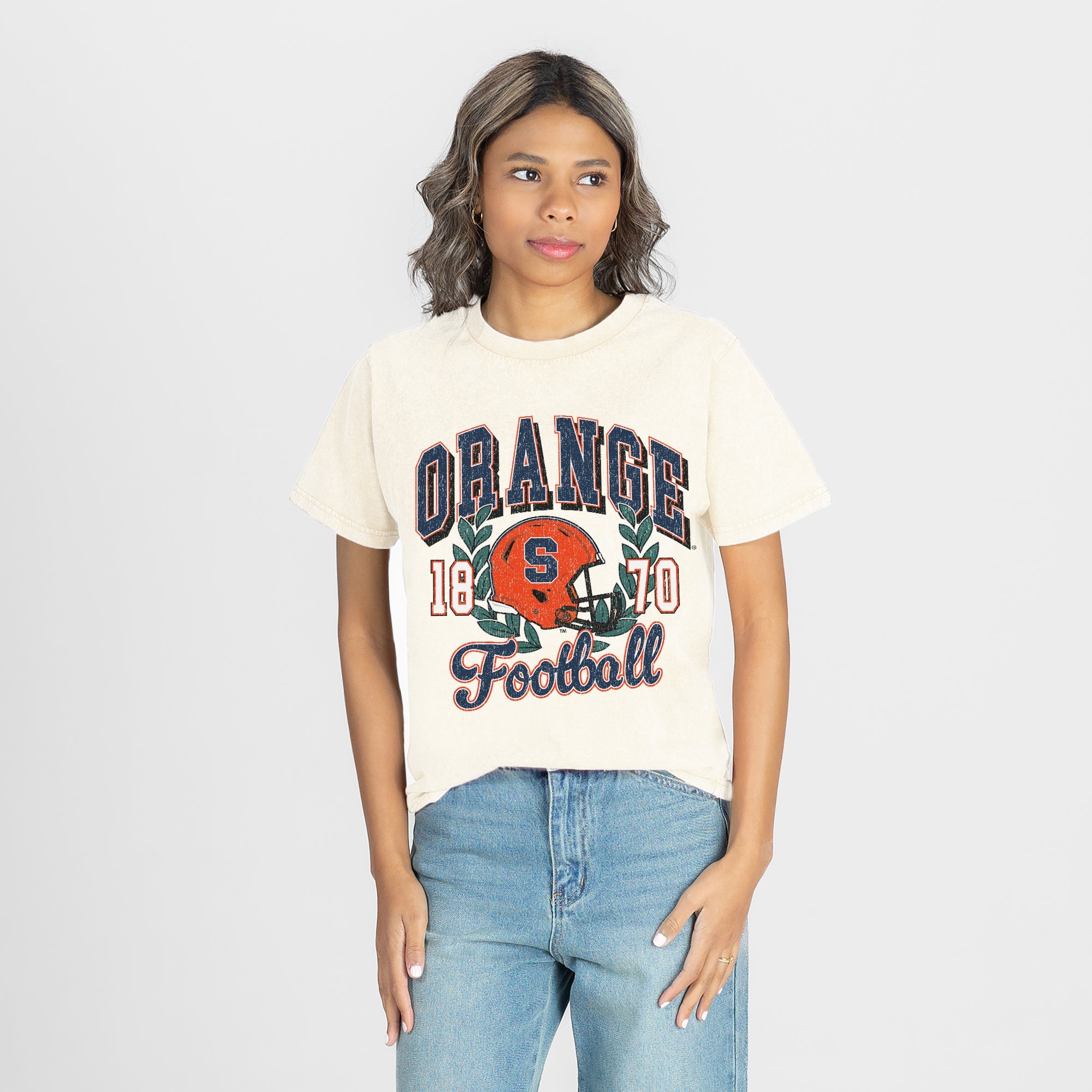 SYRACUSE ORANGE RAISED ON VICTORY CLASSIC FIT COTTON BLEND CREWNECK TEE