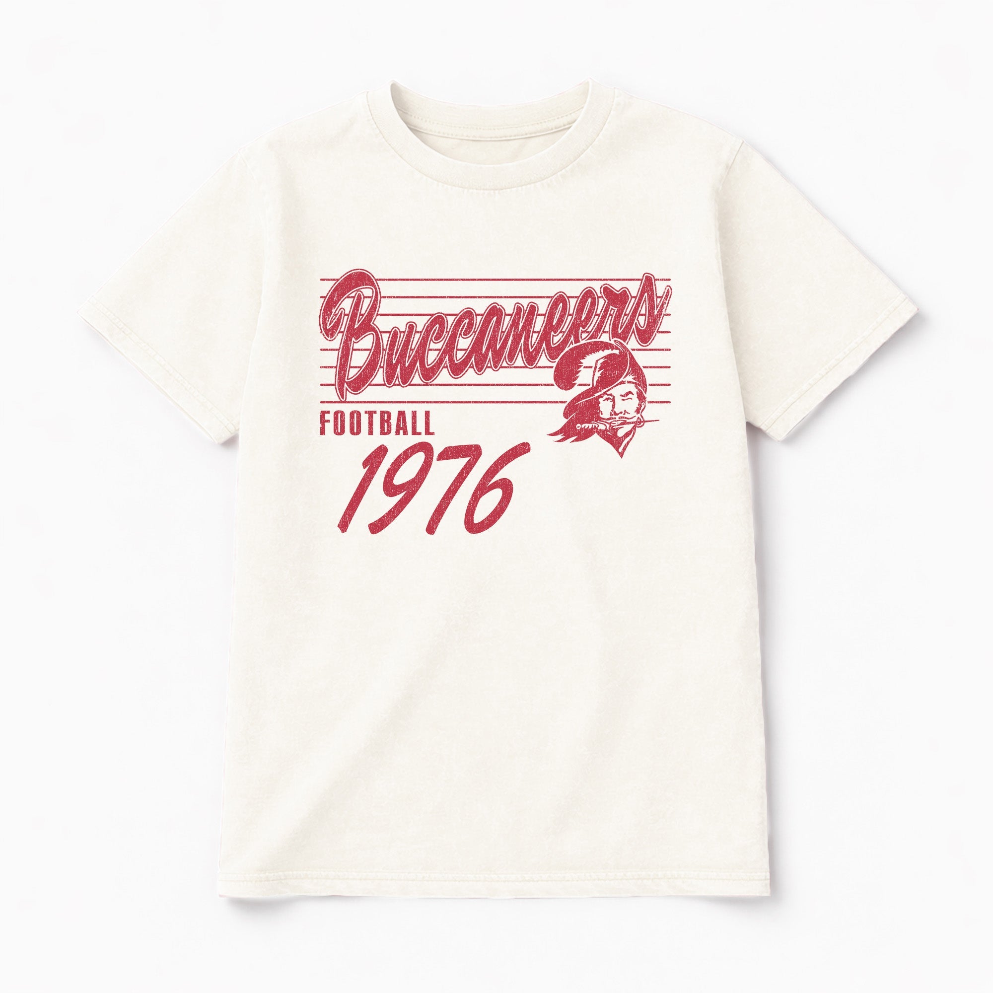 TAMPA BAY BUCCANEERS OLD SCHOOL CLASSIC FIT COTTON BLEND CREWNECK TEE