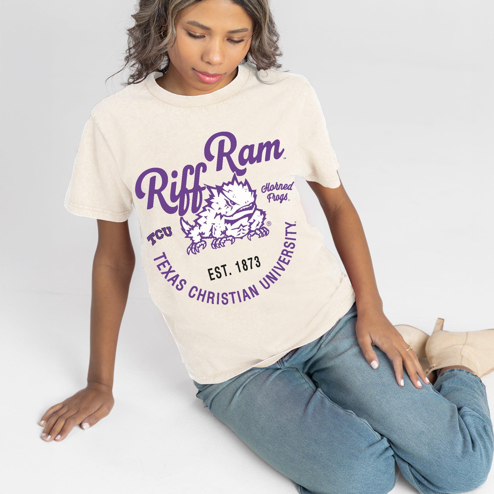 TCU HORNED FROGS YOU KNOW OUR NAME CLASSIC FIT COTTON BLEND CREWNECK TEE