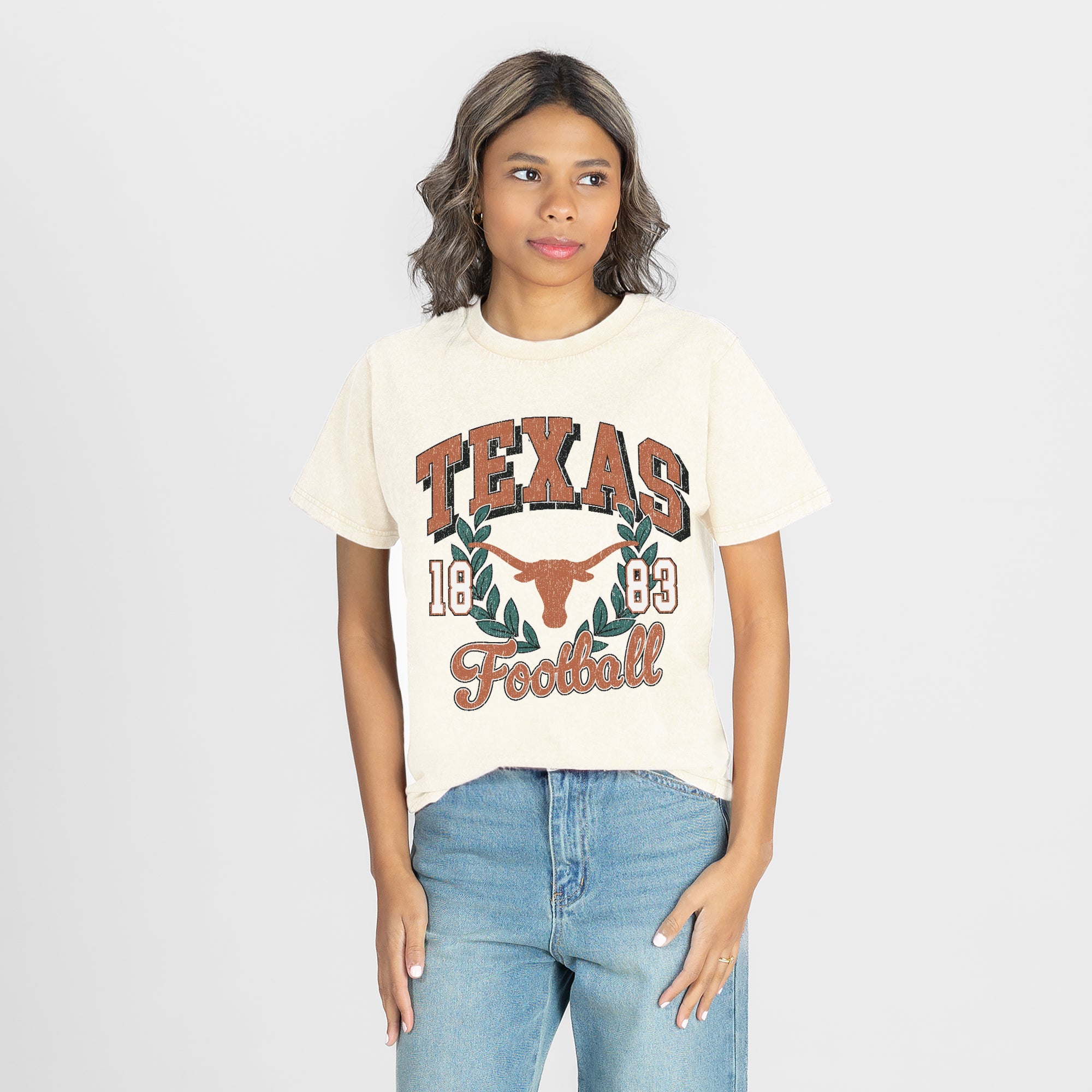 TEXAS LONGHORNS RAISED ON VICTORY CLASSIC FIT COTTON BLEND CREWNECK TEE