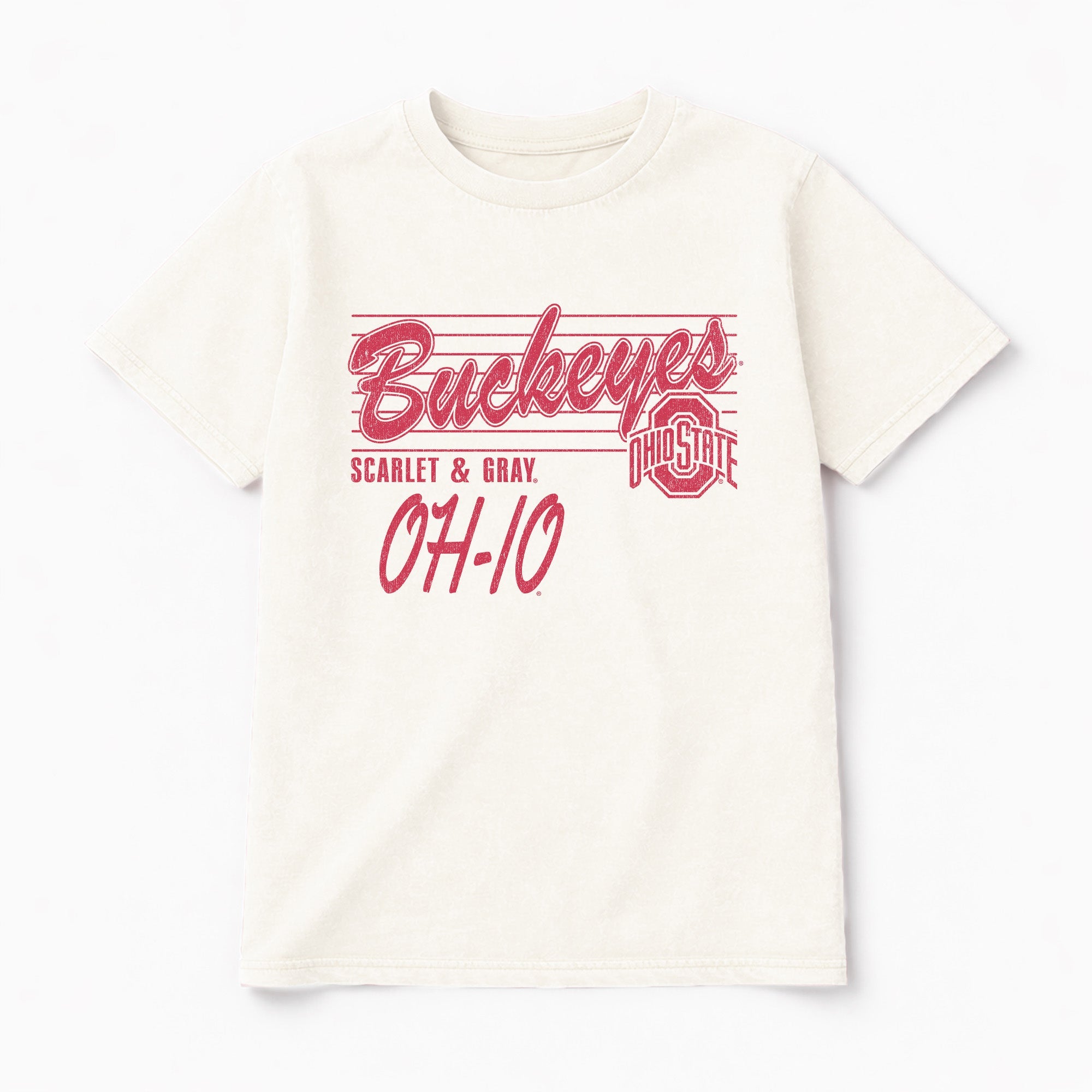 OHIO STATE BUCKEYES OLD SCHOOL CLASSIC FIT COTTON BLEND CREWNECK TEE