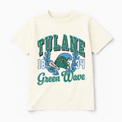 TULANE GREEN WAVE RAISED ON VICTORY CLASSIC FIT COTTON BLEND CREWNECK TEE