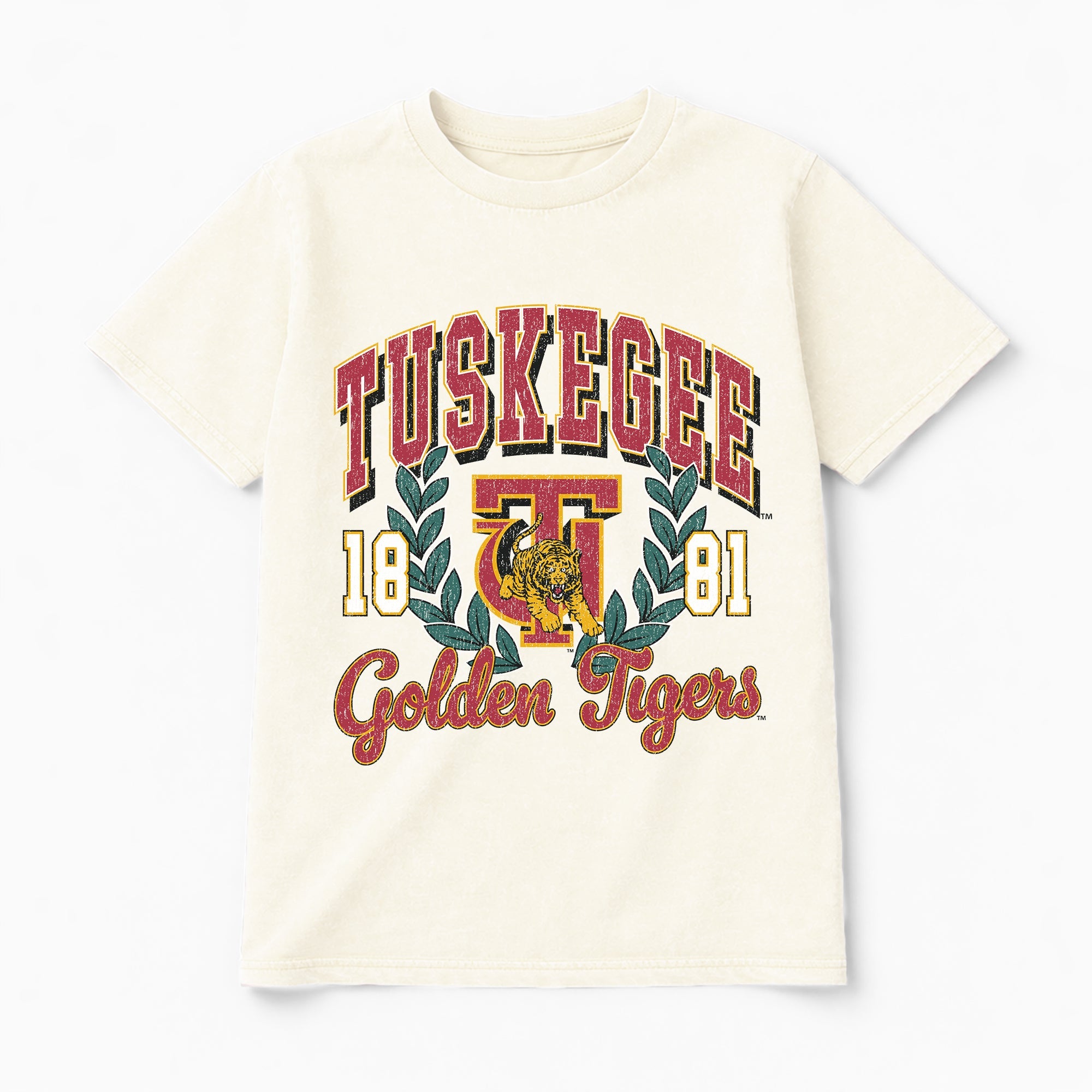 TUSKEGEE GOLDEN TIGERS RAISED ON VICTORY CLASSIC FIT COTTON BLEND CREWNECK TEE