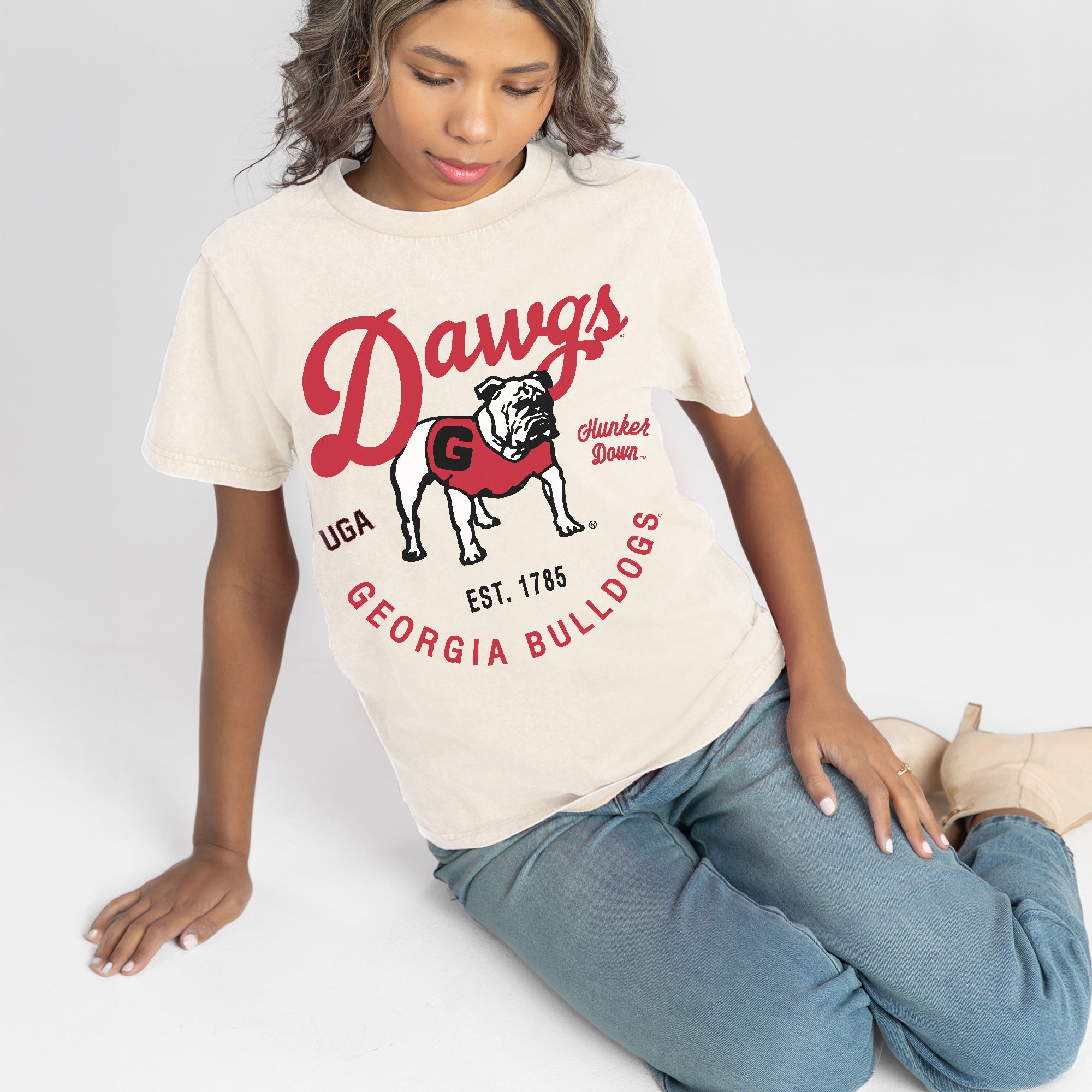 GEORGIA BULLDOGS YOU KNOW OUR NAME CLASSIC FIT COTTON BLEND CREWNECK TEE