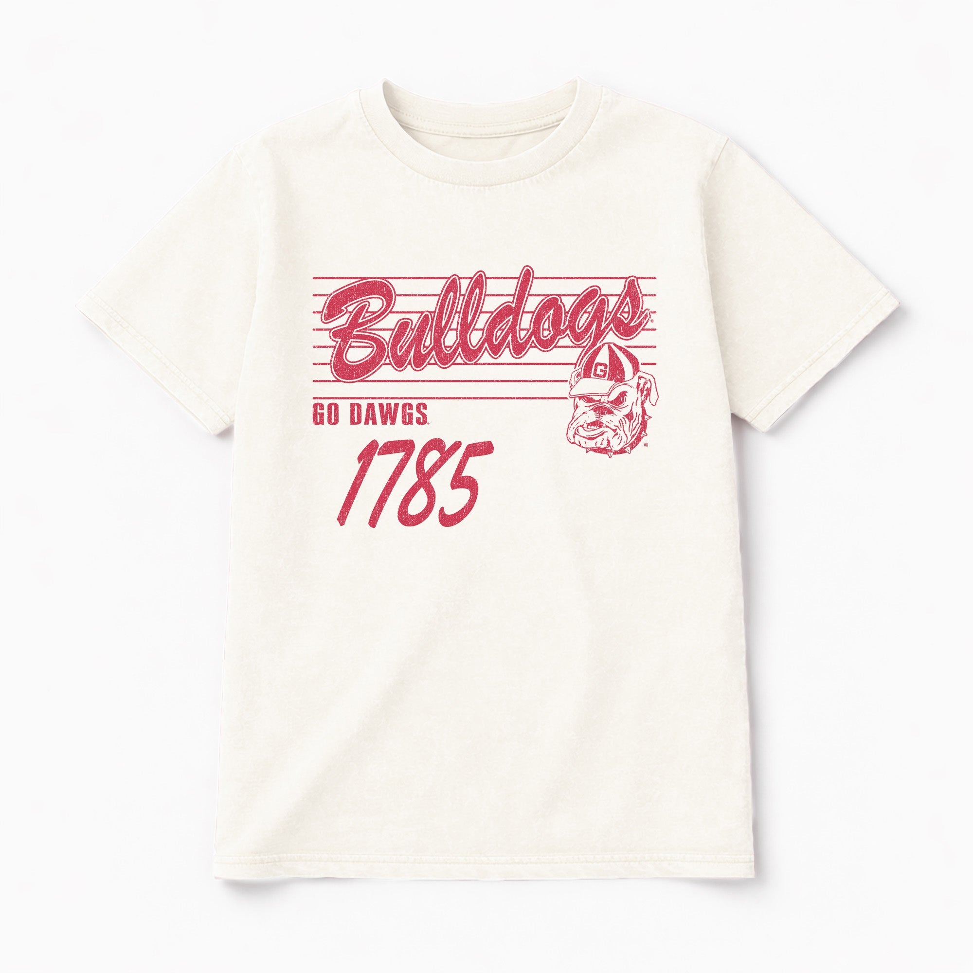 GEORGIA BULLDOGS OLD SCHOOL CLASSIC FIT COTTON BLEND CREWNECK TEE