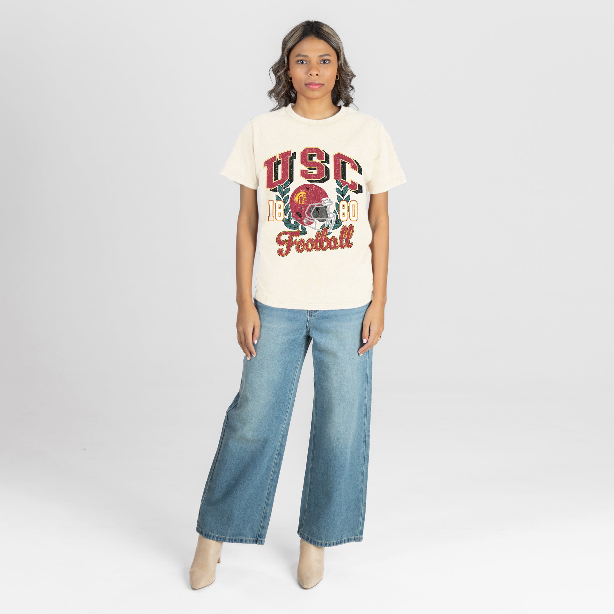 USC TROJANS RAISED ON VICTORY CLASSIC FIT COTTON BLEND CREWNECK TEE