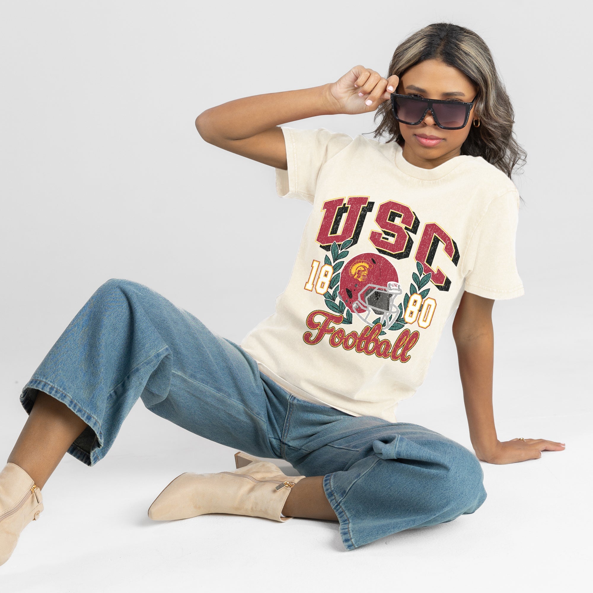 USC TROJANS RAISED ON VICTORY CLASSIC FIT COTTON BLEND CREWNECK TEE