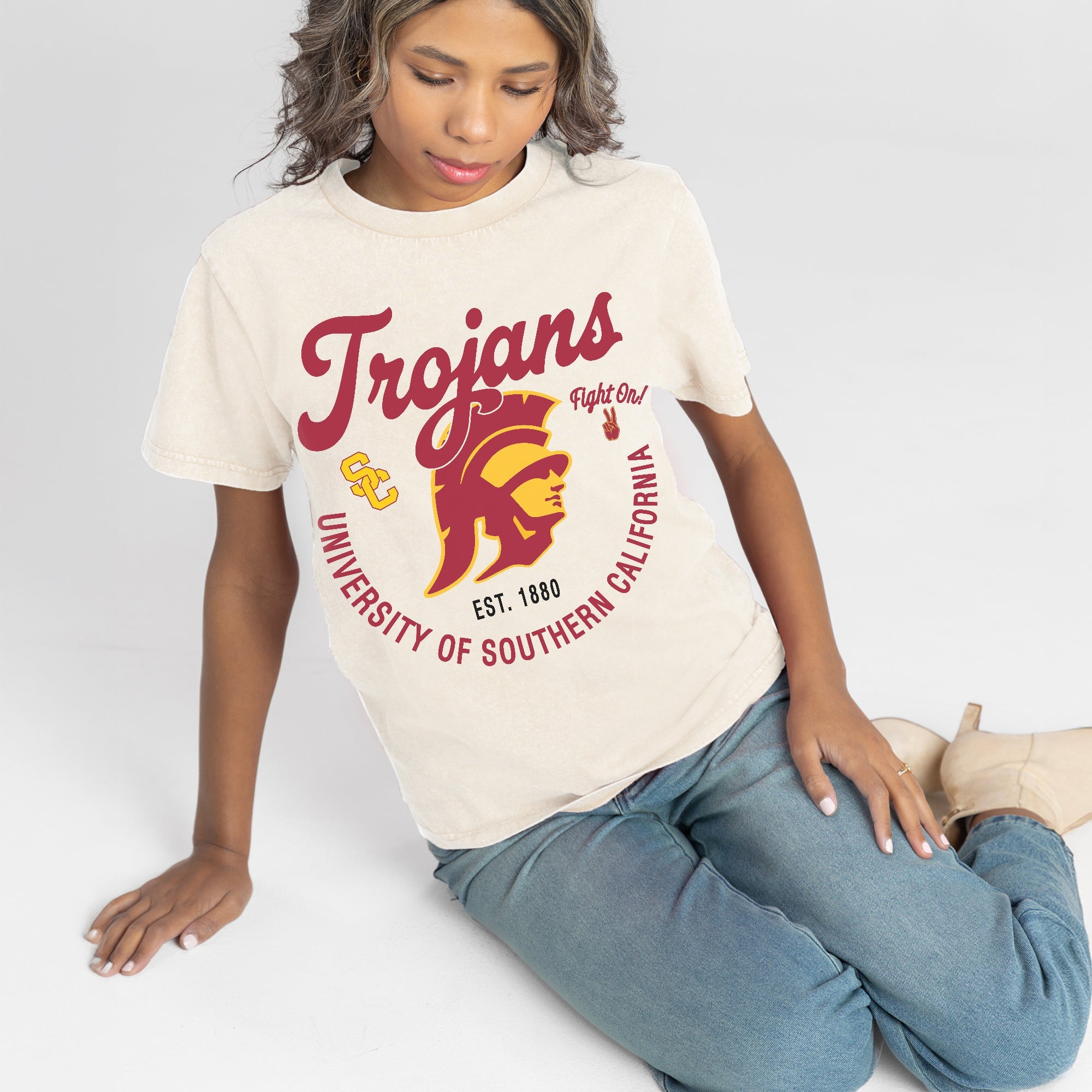 USC TROJANS YOU KNOW OUR NAME CLASSIC FIT COTTON BLEND CREWNECK TEE