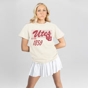 UTAH UTES OLD SCHOOL CLASSIC FIT COTTON BLEND CREWNECK TEE