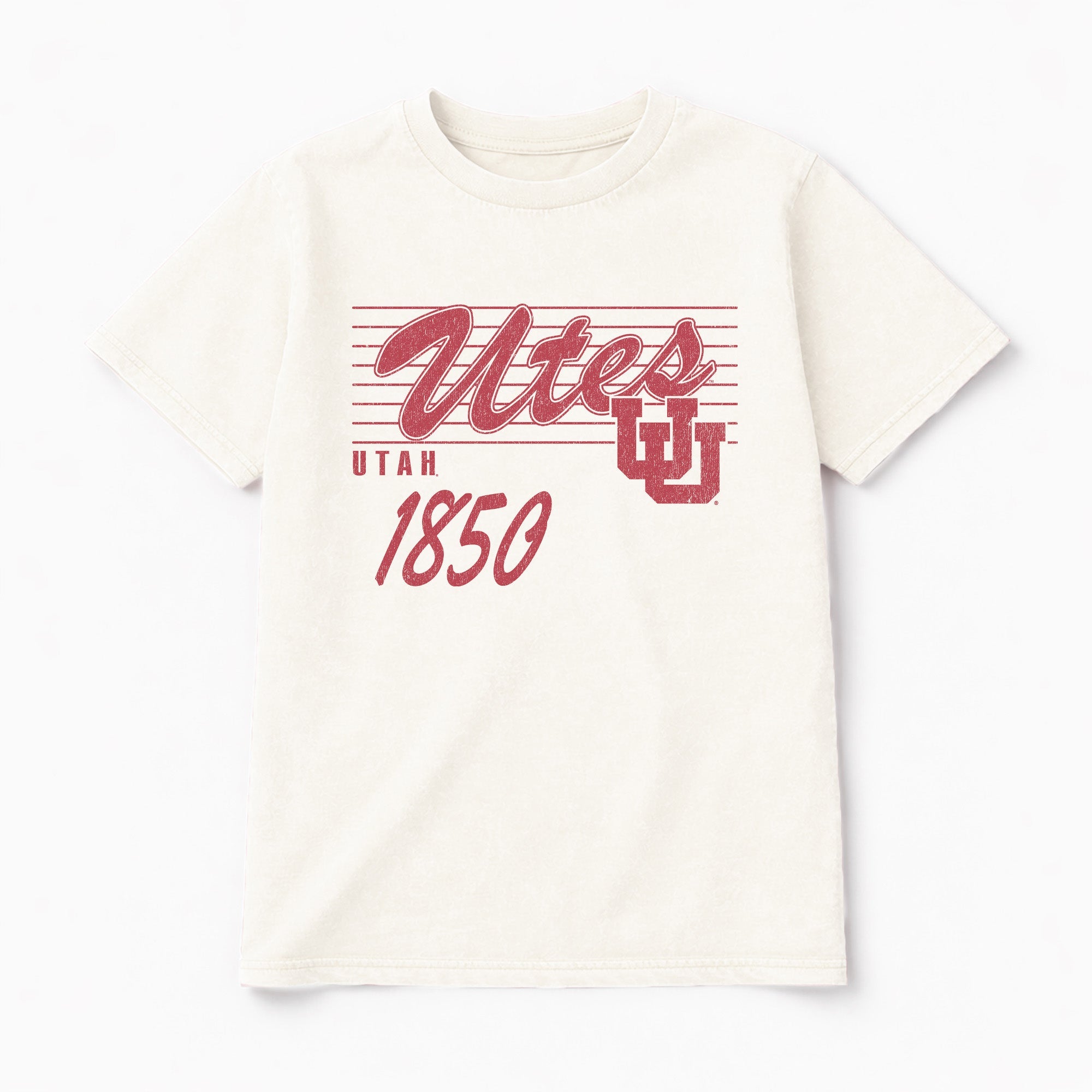 UTAH UTES OLD SCHOOL CLASSIC FIT COTTON BLEND CREWNECK TEE