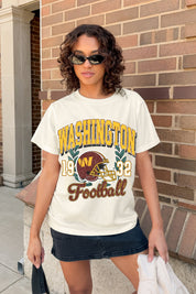 WASHINGTON COMMANDERS RAISED ON VICTORY CLASSIC FIT COTTON BLEND CREWNECK TEE
