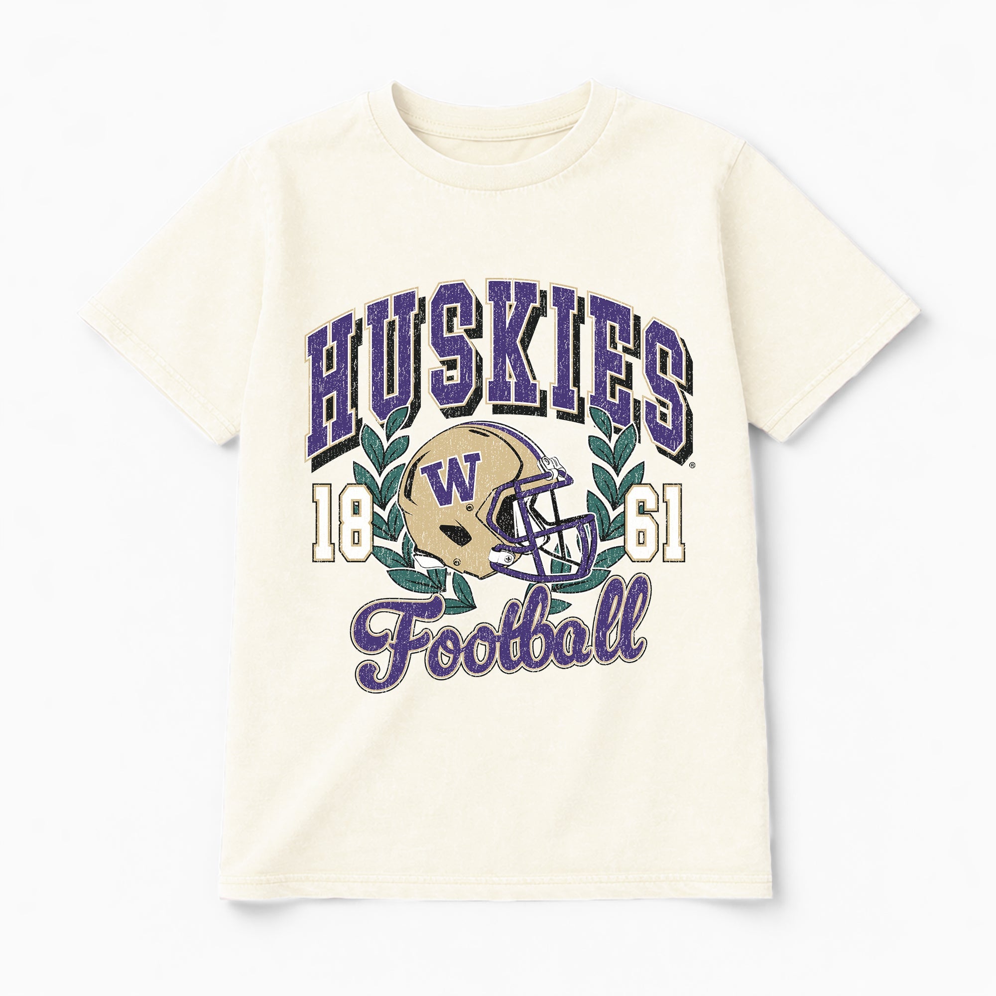 WASHINGTON HUSKIES RAISED ON VICTORY CLASSIC FIT COTTON BLEND CREWNECK TEE