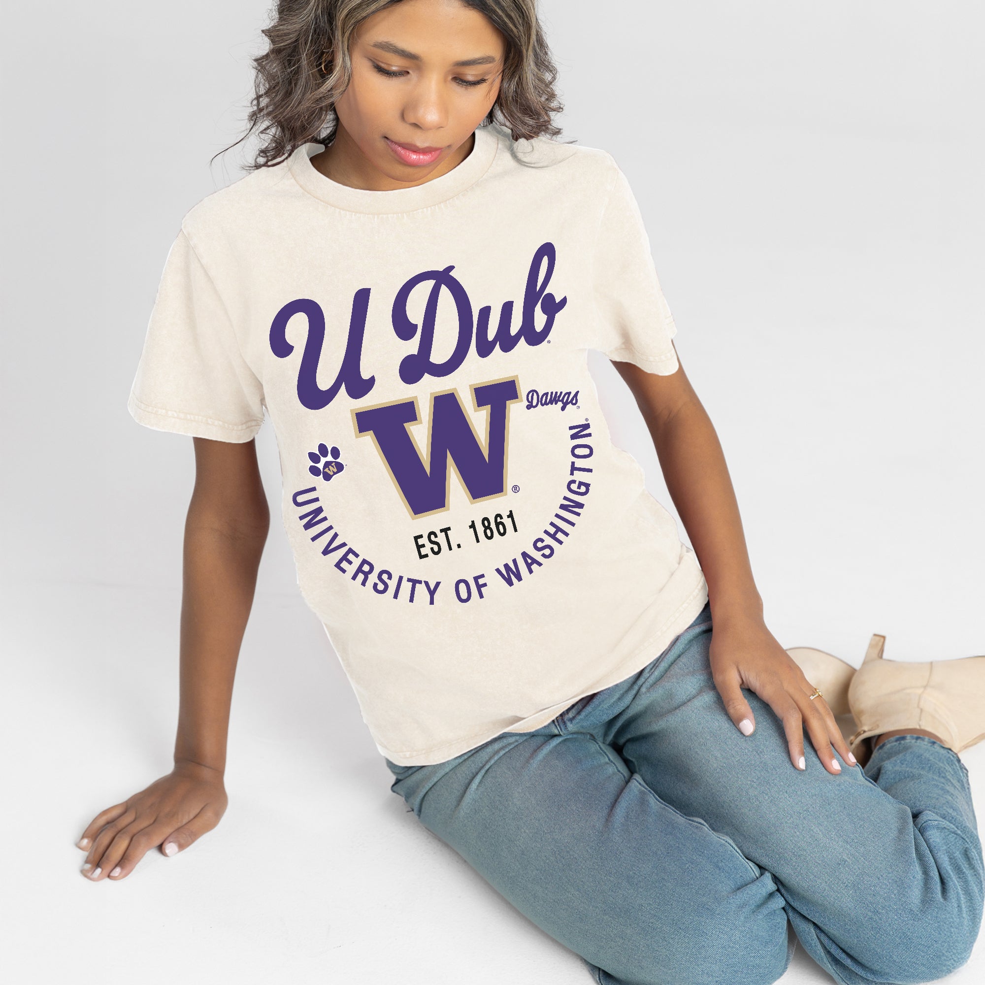 WASHINGTON HUSKIES YOU KNOW OUR NAME CLASSIC FIT COTTON BLEND CREWNECK TEE