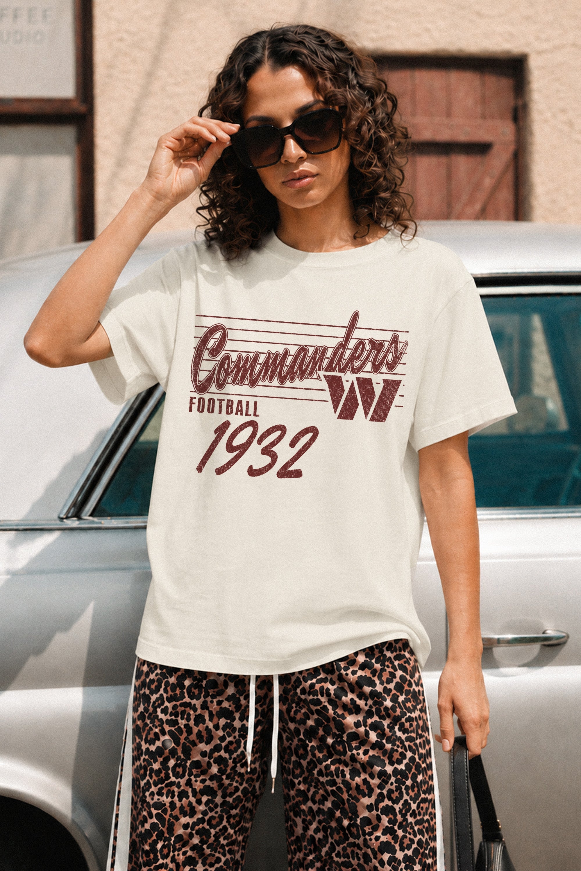 WASHINGTON COMMANDERS OLD SCHOOL CLASSIC FIT COTTON BLEND CREWNECK TEE
