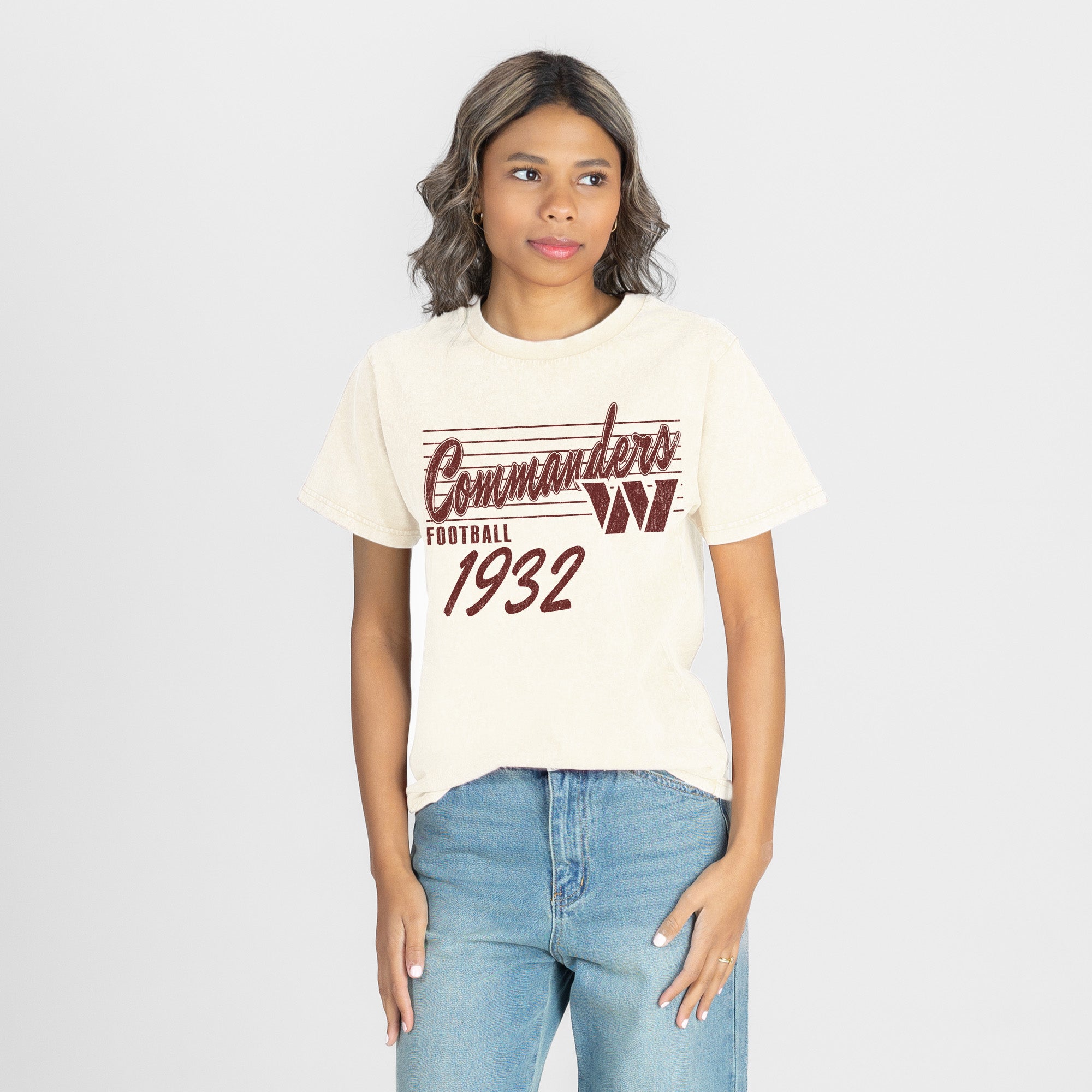 WASHINGTON COMMANDERS OLD SCHOOL CLASSIC FIT COTTON BLEND CREWNECK TEE