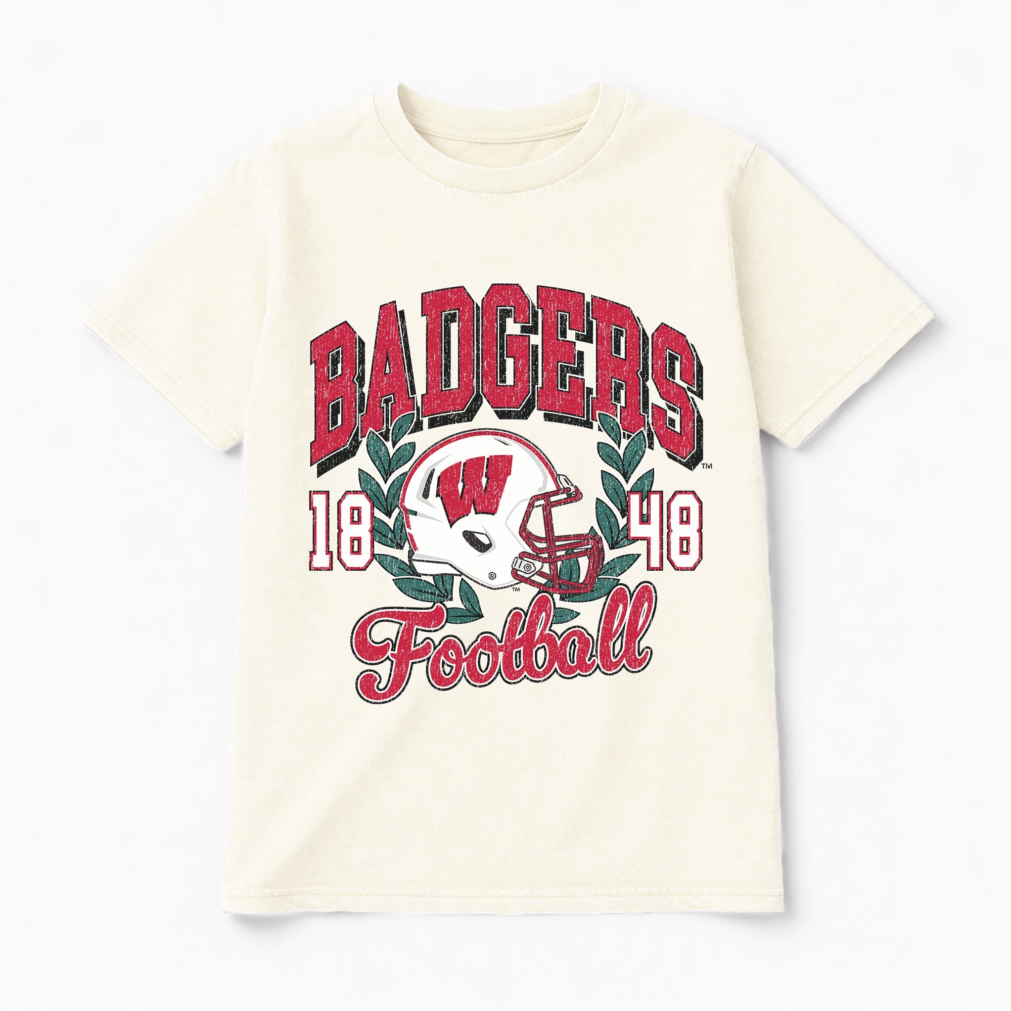 WISCONSIN BADGERS RAISED ON VICTORY CLASSIC FIT COTTON BLEND CREWNECK TEE