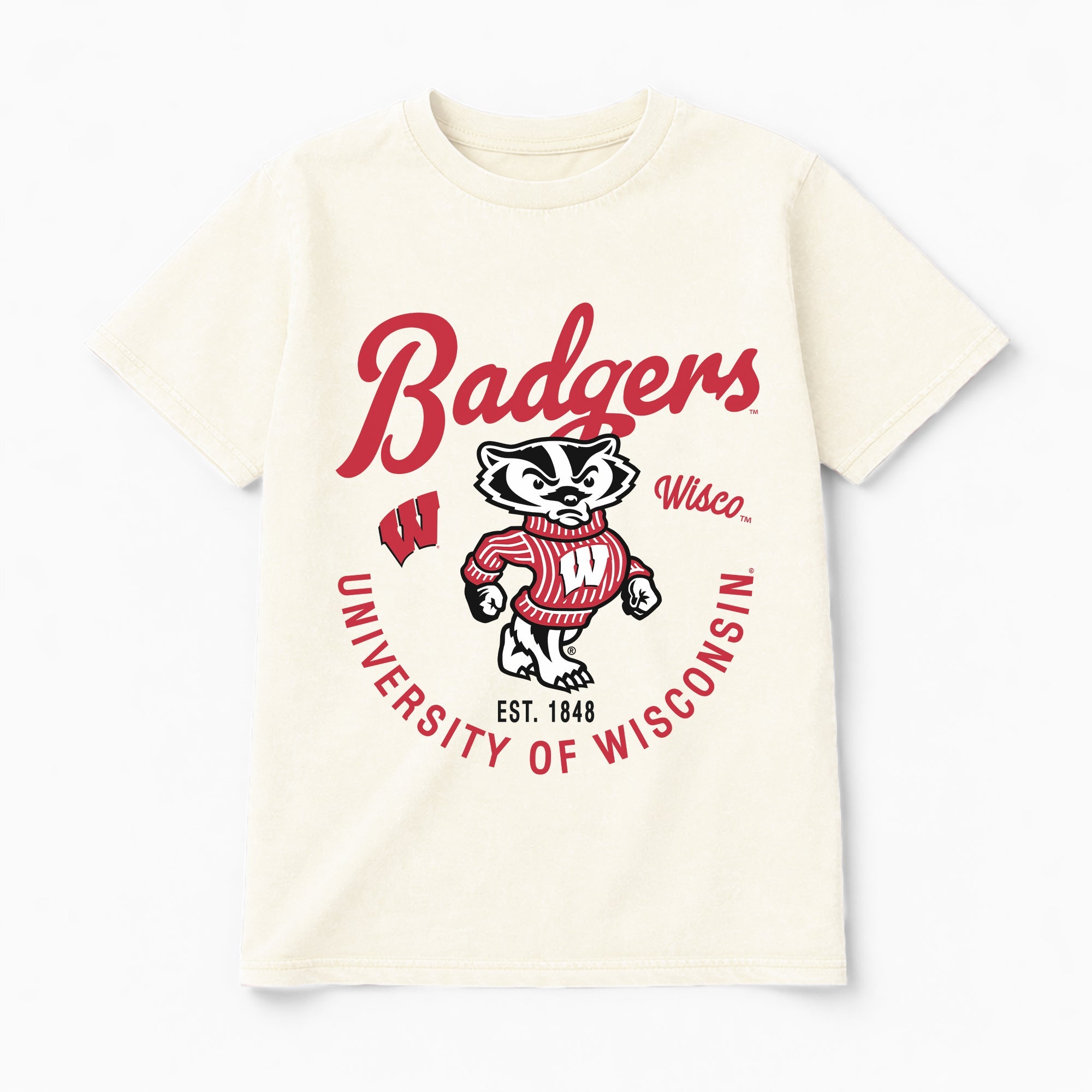 WISCONSIN BADGERS YOU KNOW OUR NAME CLASSIC FIT COTTON BLEND CREWNECK TEE