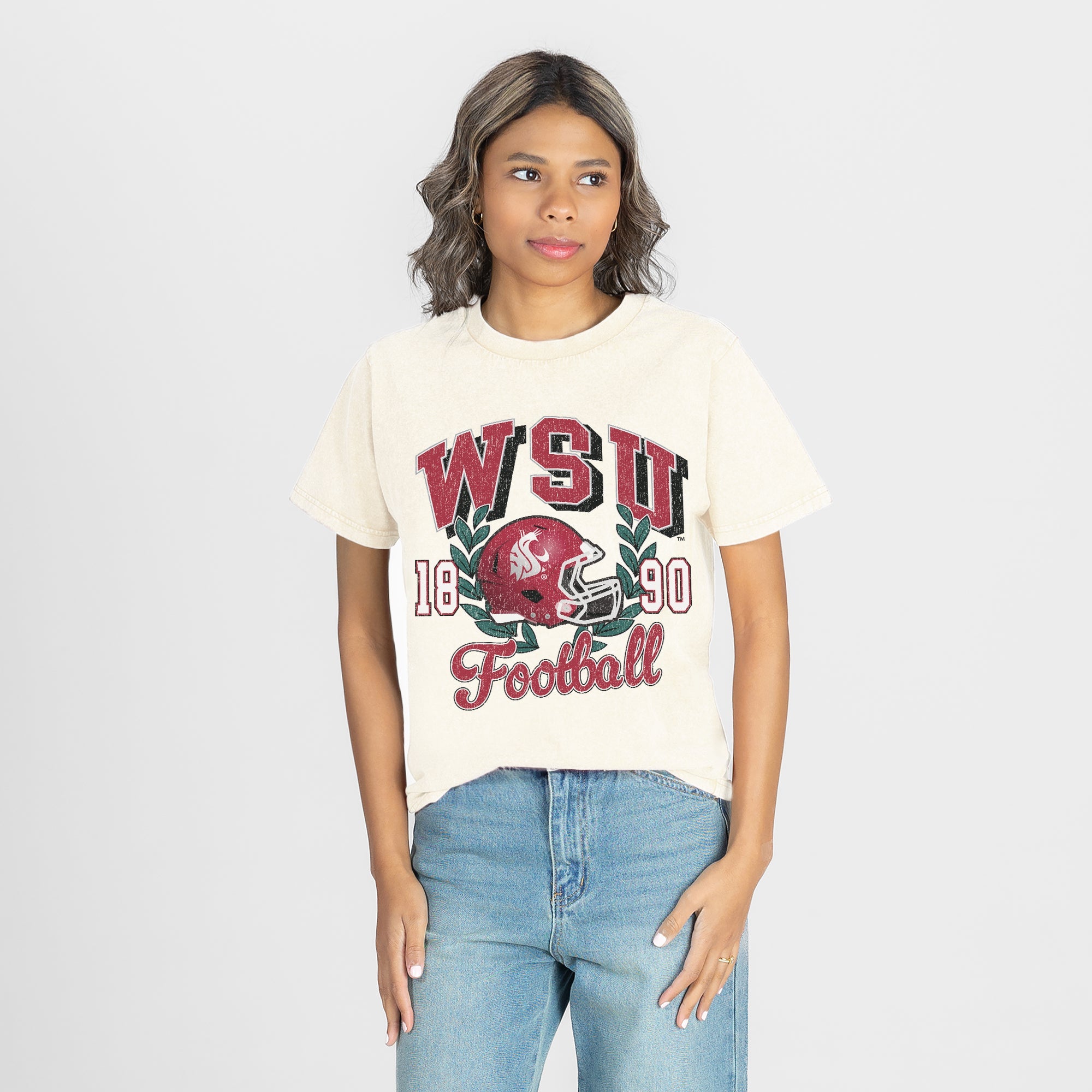 WASHINGTON STATE COUGARS RAISED ON VICTORY CLASSIC FIT COTTON BLEND CREWNECK TEE