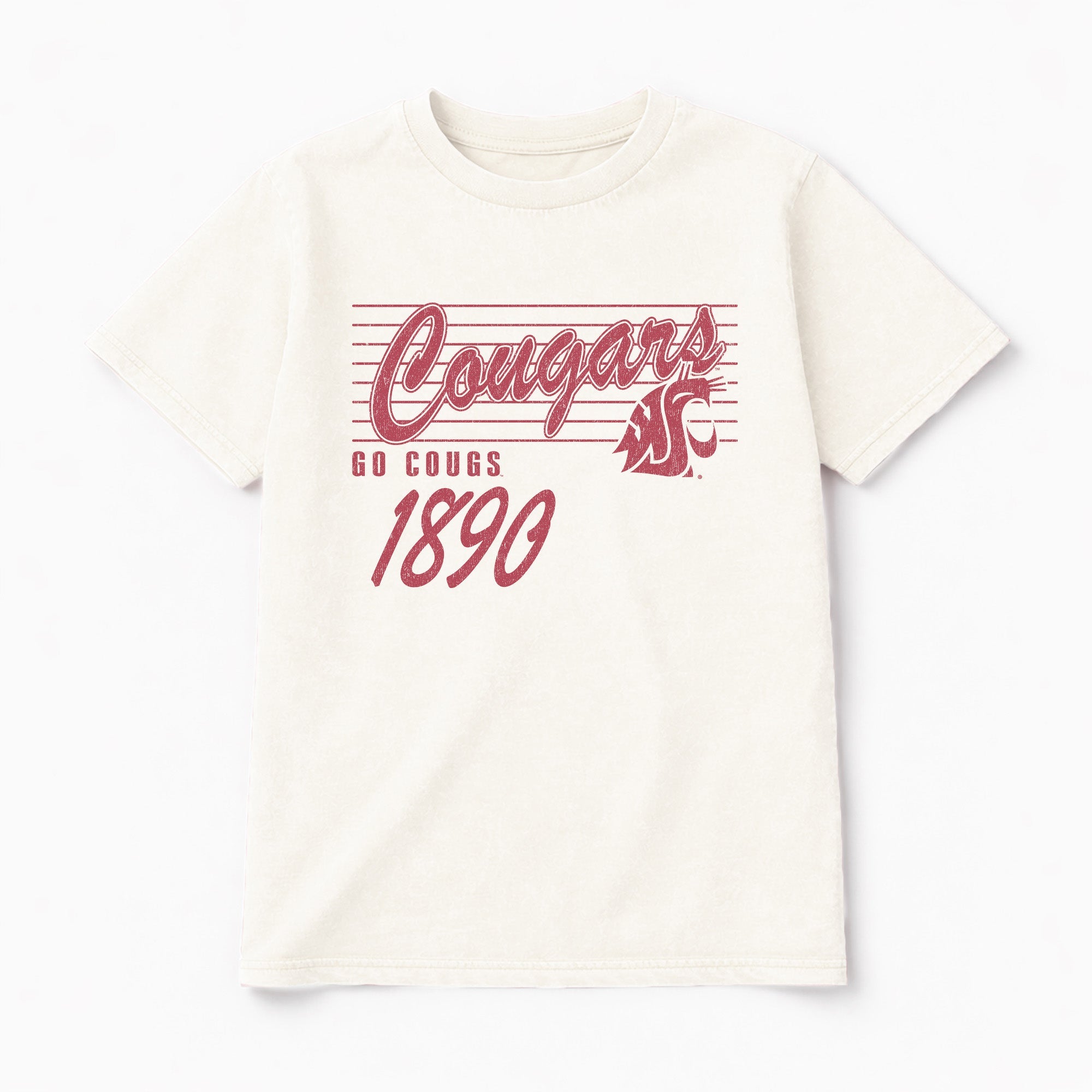 WASHINGTON STATE COUGARS OLD SCHOOL CLASSIC FIT COTTON BLEND CREWNECK TEE