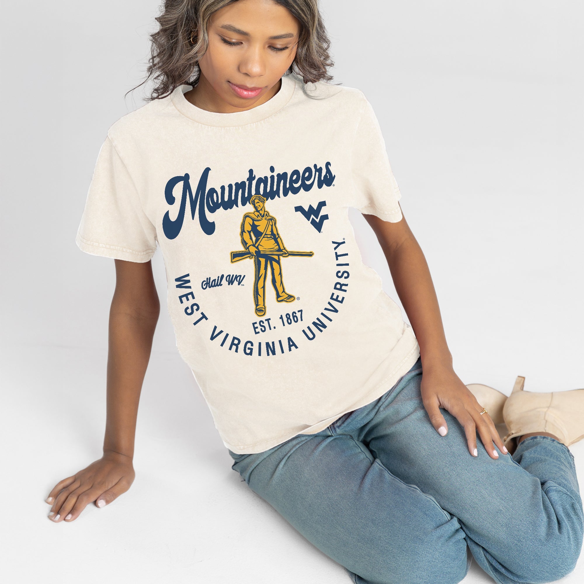WEST VIRGINIA MOUNTAINEERS YOU KNOW OUR NAME CLASSIC FIT COTTON BLEND CREWNECK TEE